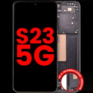 OLED Display mit Rahmen für Samsung Galaxy S23 5G (US & International) (Aftermarket Plus) (Phantom Black)