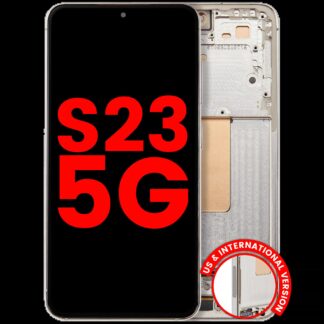 OLED Display mit Rahmen für Samsung Galaxy S23 5G (US & International) (Aftermarket Plus) (Cream)