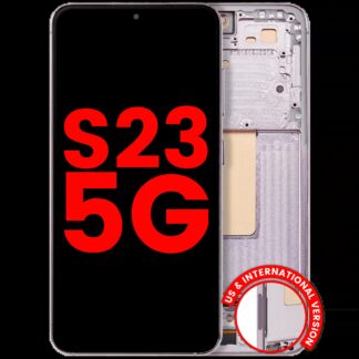 OLED Display mit Rahmen für Samsung Galaxy S23 5G (US & International) (Aftermarket Plus) (Pink / Lavender)