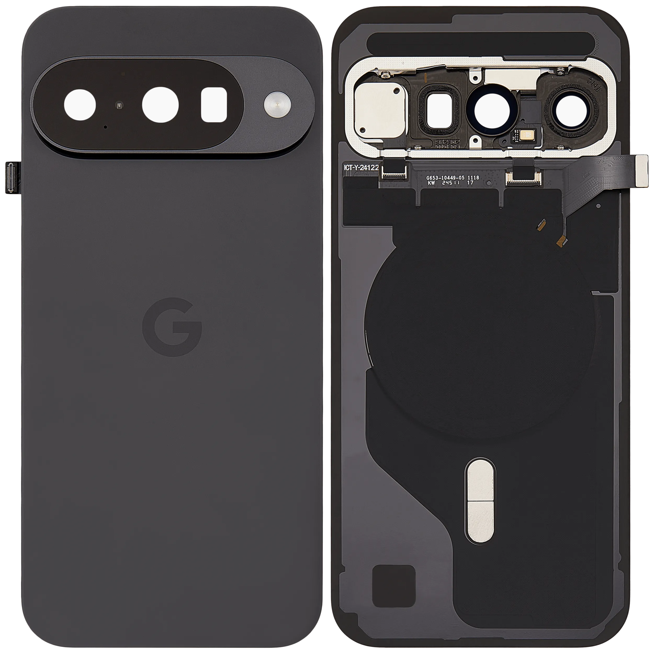 Rückdeckel Gehäuse mit Kleinteilen vormontiert für Google Pixel 10 (ausgebautes Originalteil: Grade A) (Obsidian) – Bild 2