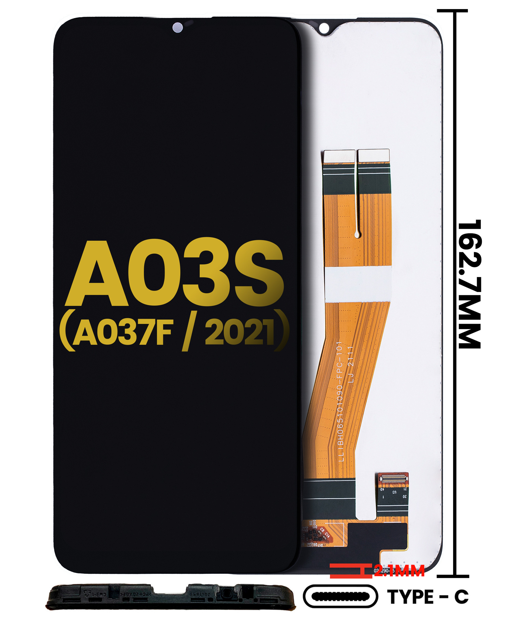 LCD Display mit Rahmen für Samsung Galaxy A03s (A037U / 2021) (US-Version) (Service Pack) – Bild 2