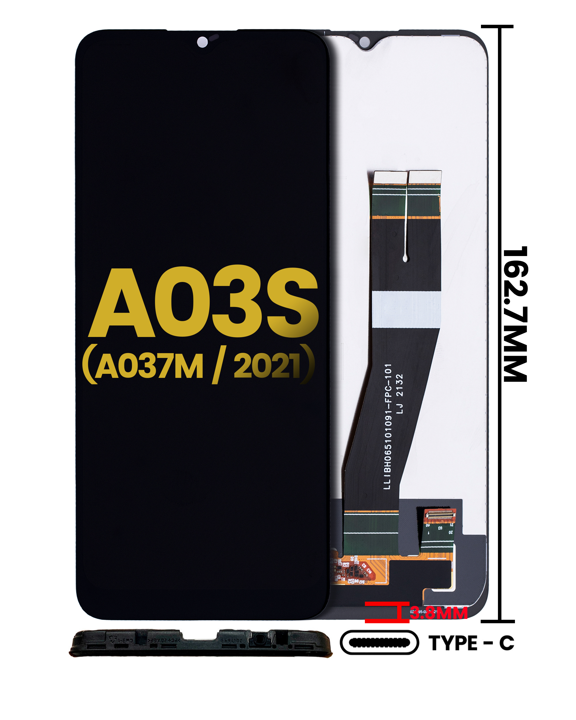 LCD Display mit Rahmen für Samsung Galaxy A03s (A037U / 2021) (US-Version) (Service Pack) – Bild 3