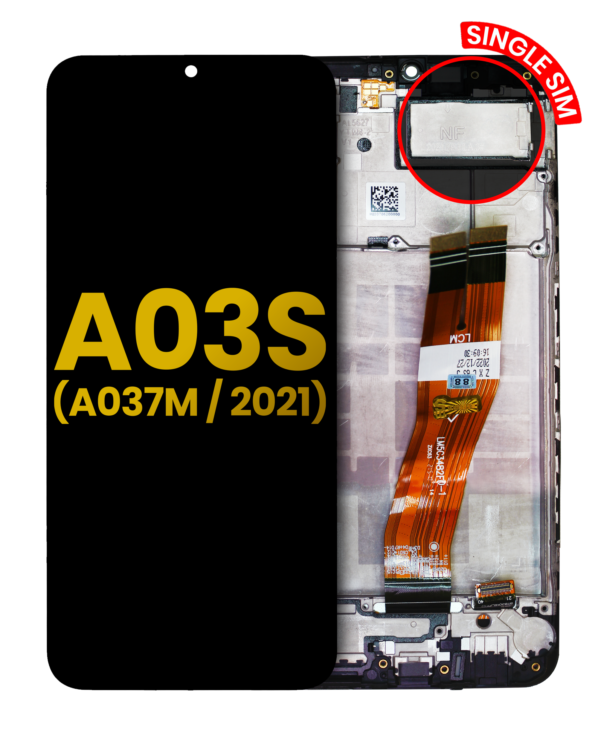 LCD Display mit Rahmen für Samsung Galaxy A03s (A037U / 2021) (US-Version) (Service Pack) – Bild 4
