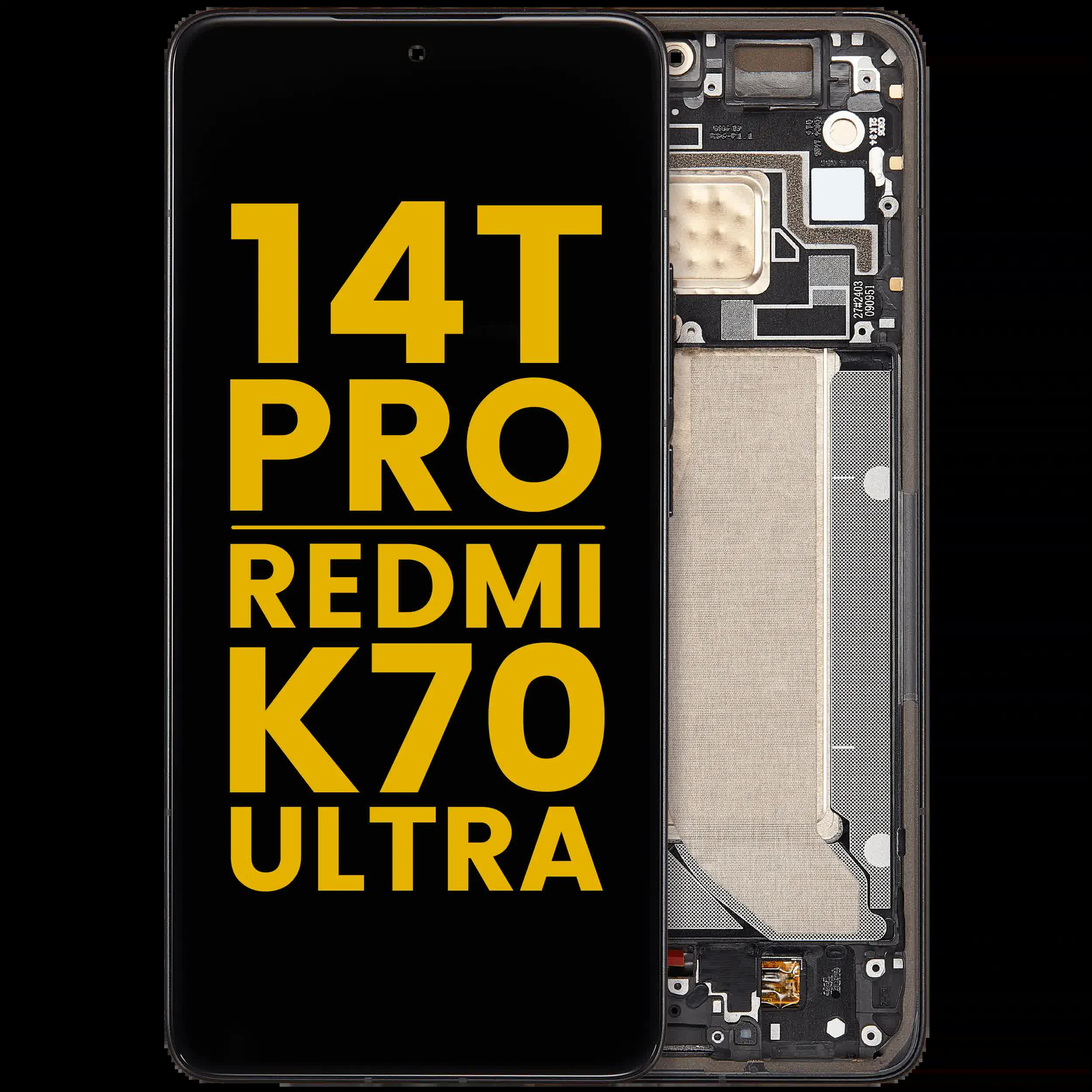 OLED Display mit Rahmen für Xiaomi 14T Pro / Redmi K70 Ultra (professionell aufgearbeitet) (Titan Black)