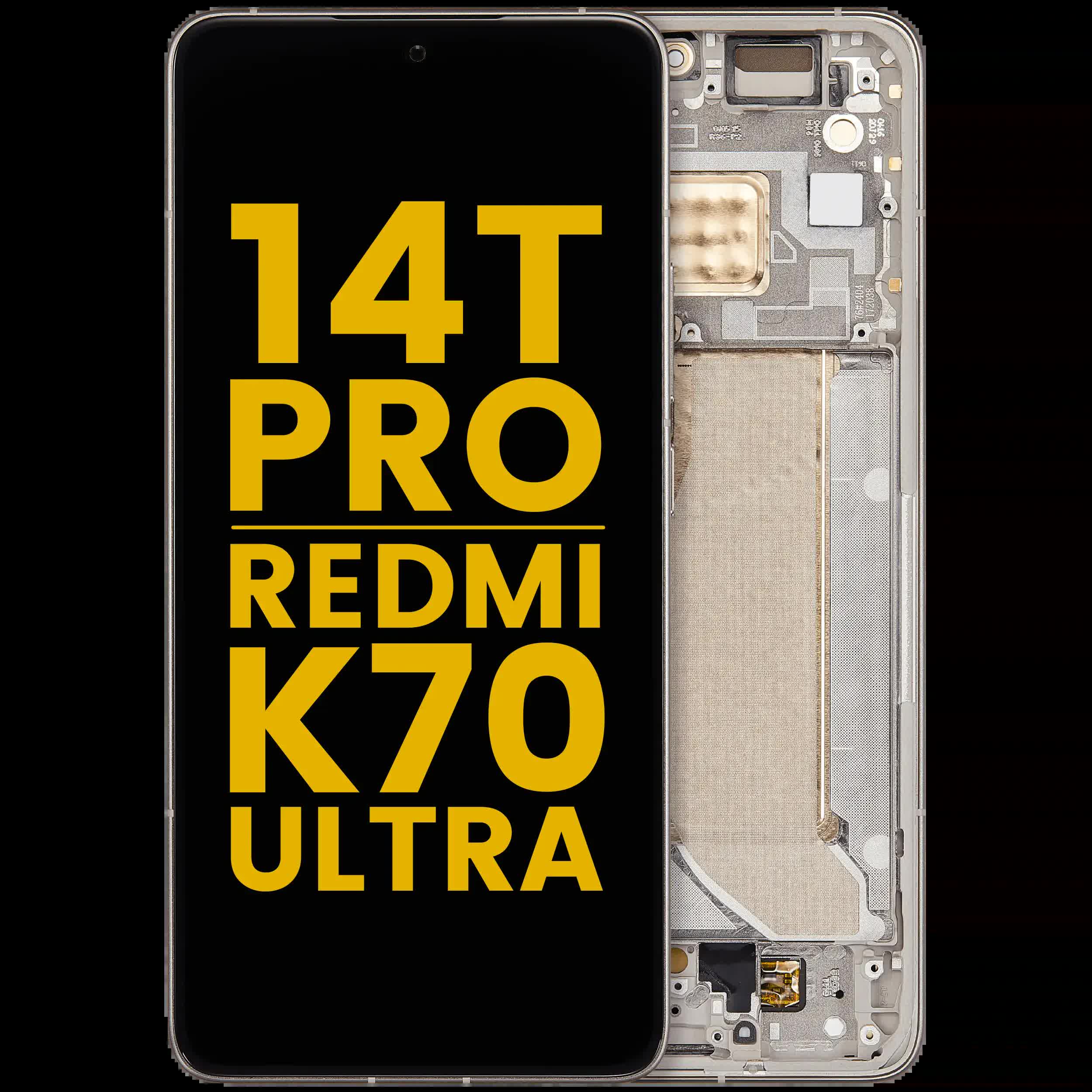 OLED Display mit Rahmen für Xiaomi 14T Pro / Redmi K70 Ultra (professionell aufgearbeitet) (Titan Gray)