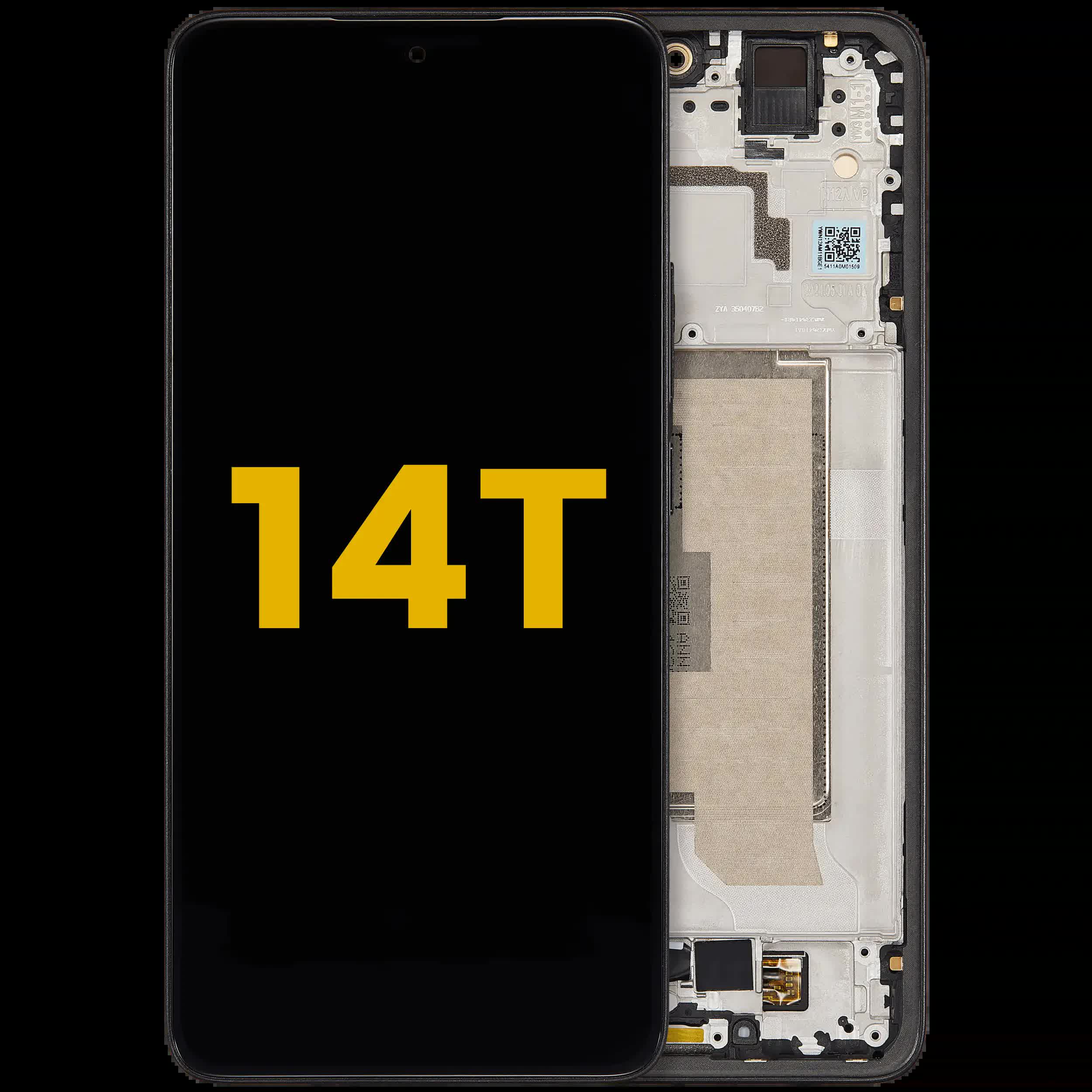 OLED Display mit Rahmen für Xiaomi 14T (professionell aufgearbeitet) (Titan Black)