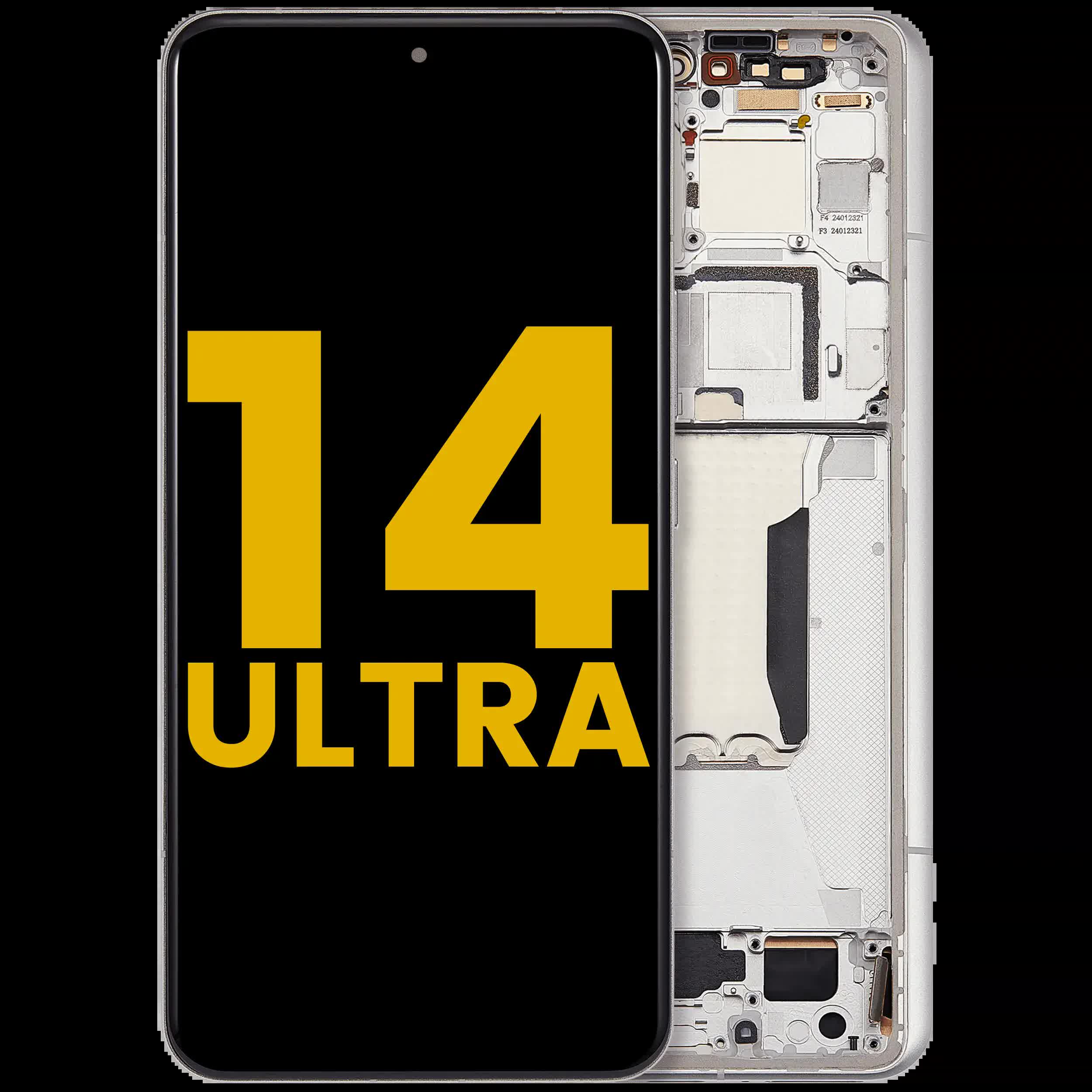 OLED Display mit Rahmen für Xiaomi 14 Ultra (professionell aufgearbeitet) (White (Weiß))