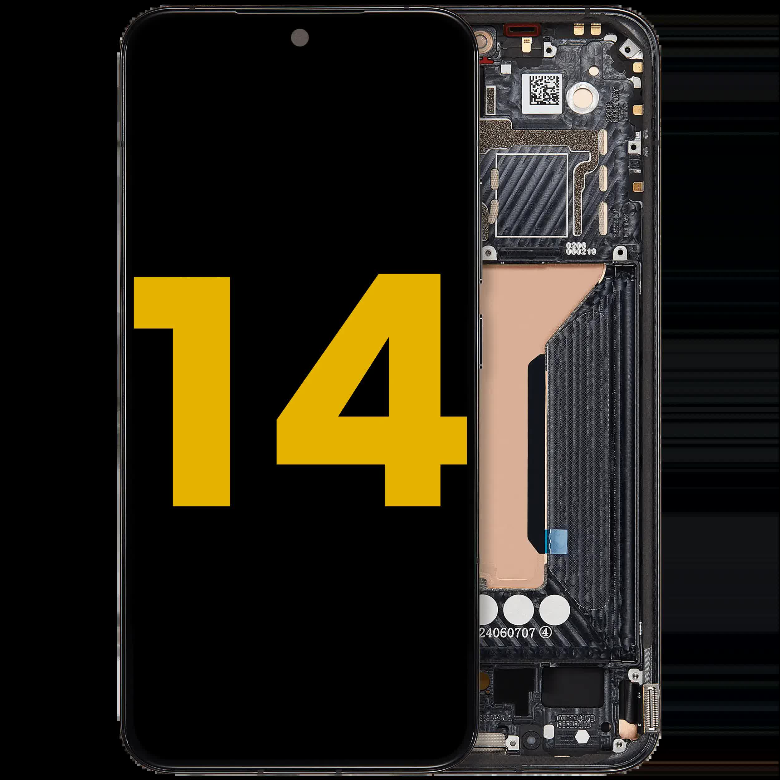 OLED Display mit Rahmen für Xiaomi 14 (professionell aufgearbeitet) (Black (Schwarz))