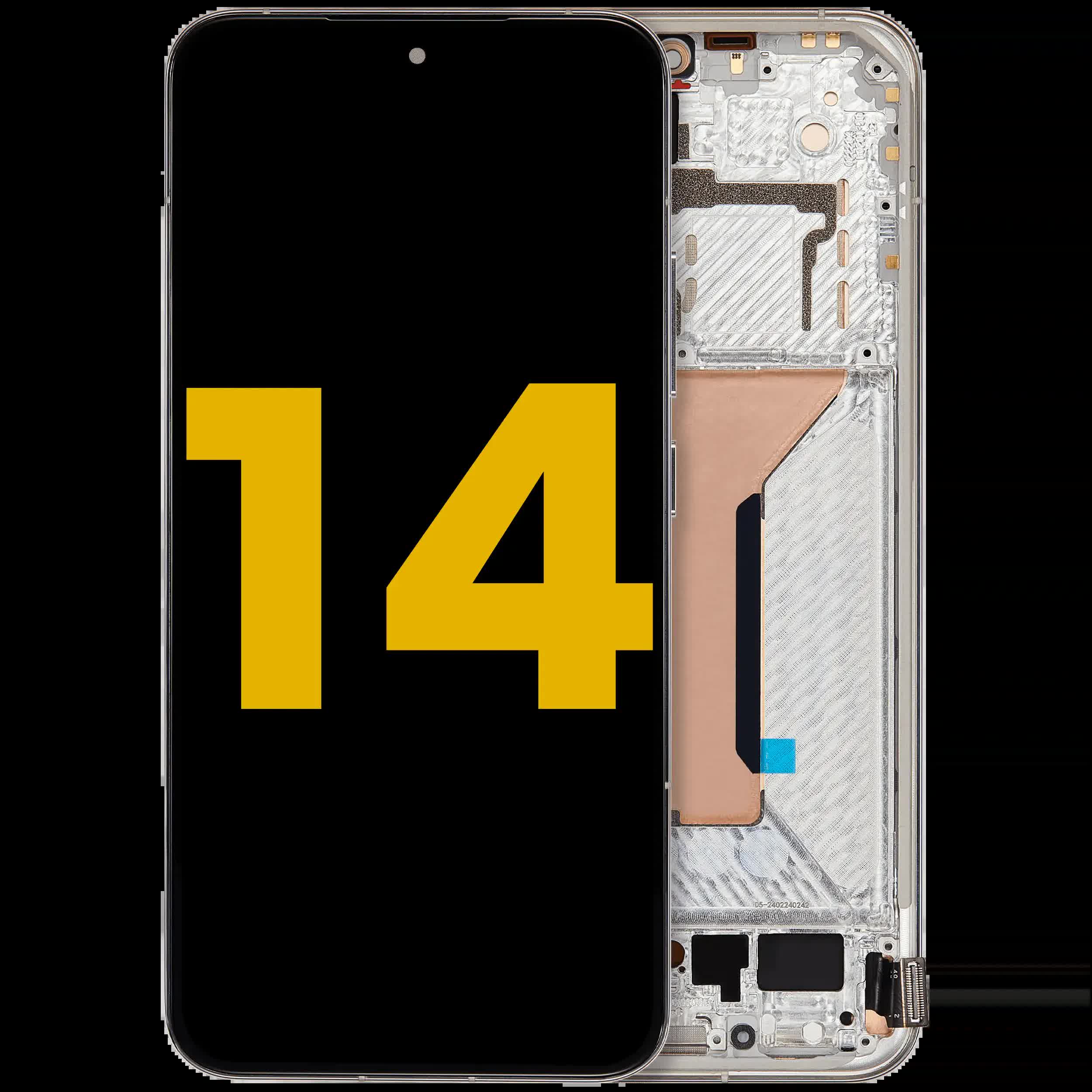 OLED Display mit Rahmen für Xiaomi 14 (professionell aufgearbeitet) (White (Weiß))