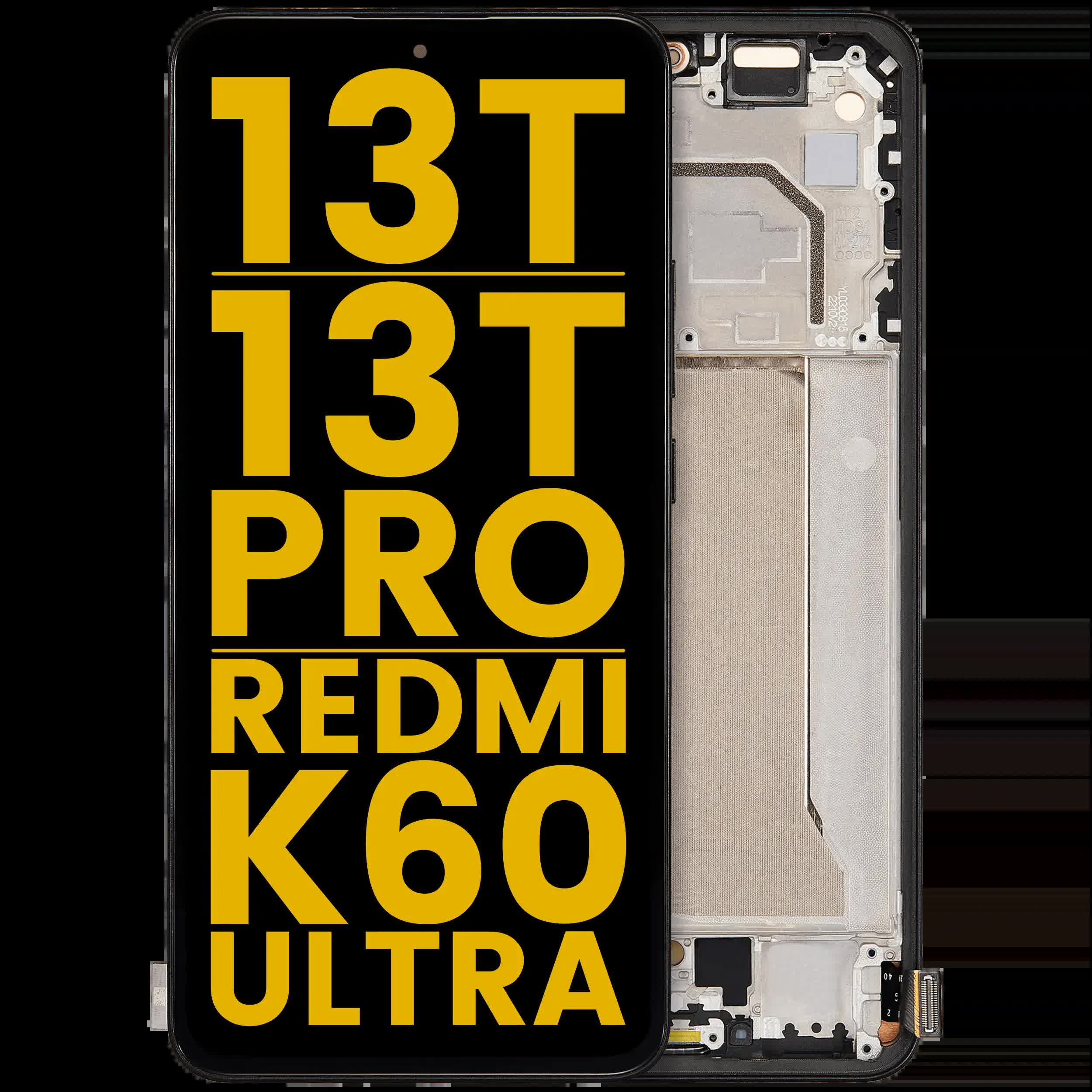 OLED Display mit Rahmen für Xiaomi 13T / 13T Pro / Redmi K60 Ultra (professionell aufgearbeitet) (Black (Schwarz))