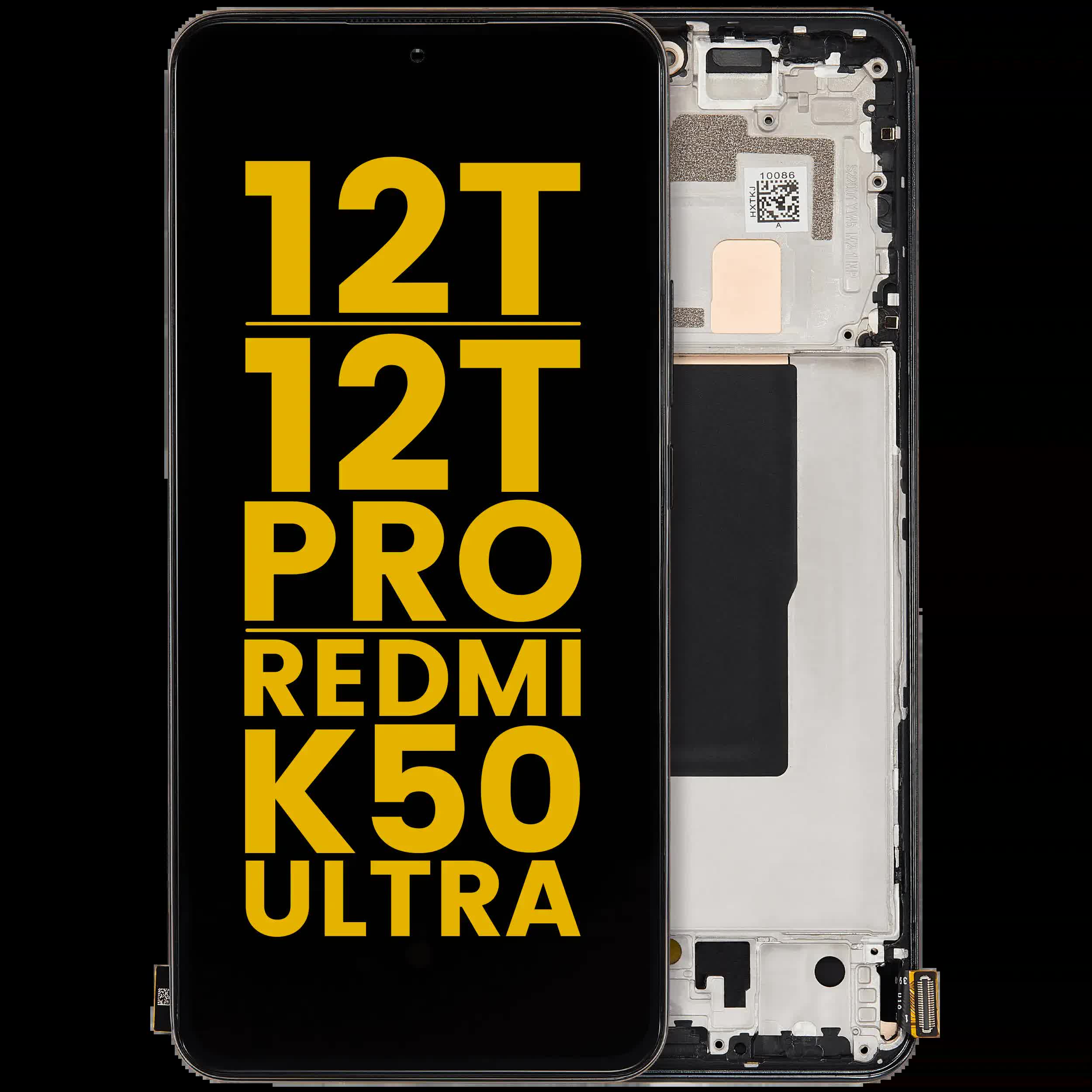 OLED Display mit Rahmen für Xiaomi 12T / 12T Pro / Redmi K50 Ultra (professionell aufgearbeitet) (Black (Schwarz))