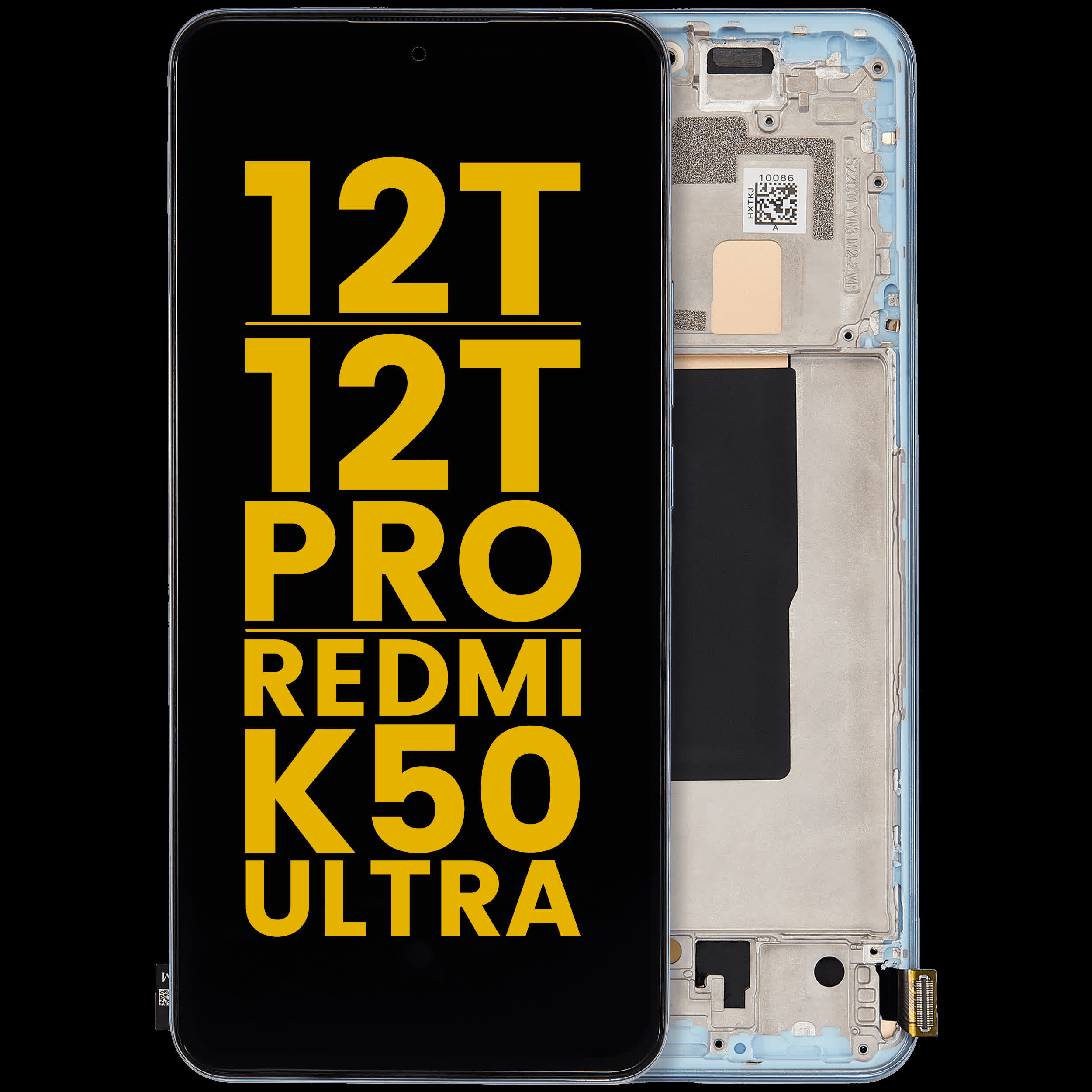 OLED Display mit Rahmen für Xiaomi 12T / 12T Pro / Redmi K50 Ultra (professionell aufgearbeitet) (Blue (Blau))
