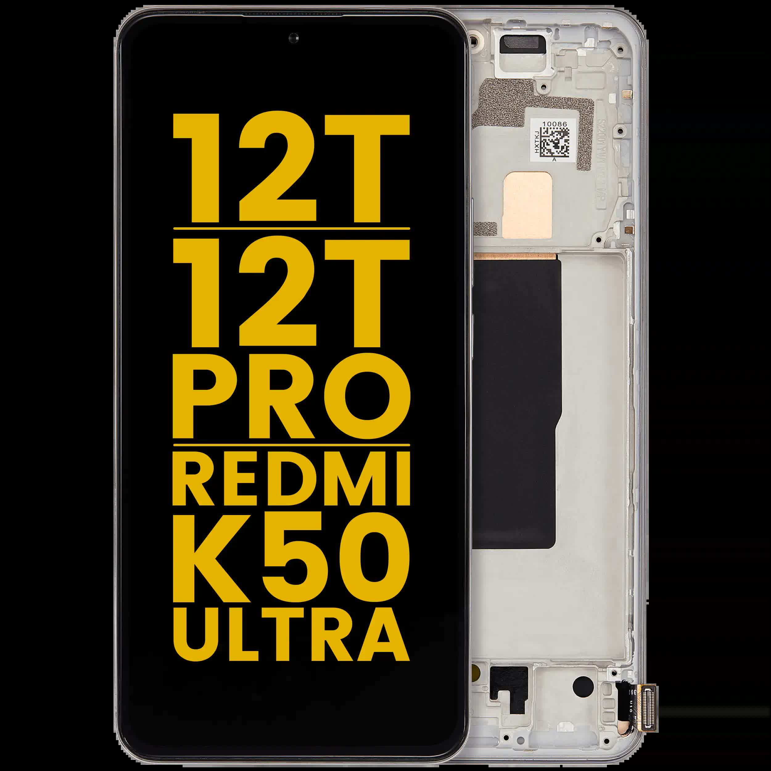 OLED Display mit Rahmen für Xiaomi 12T / 12T Pro / Redmi K50 Ultra (professionell aufgearbeitet) (Silver (Silber))