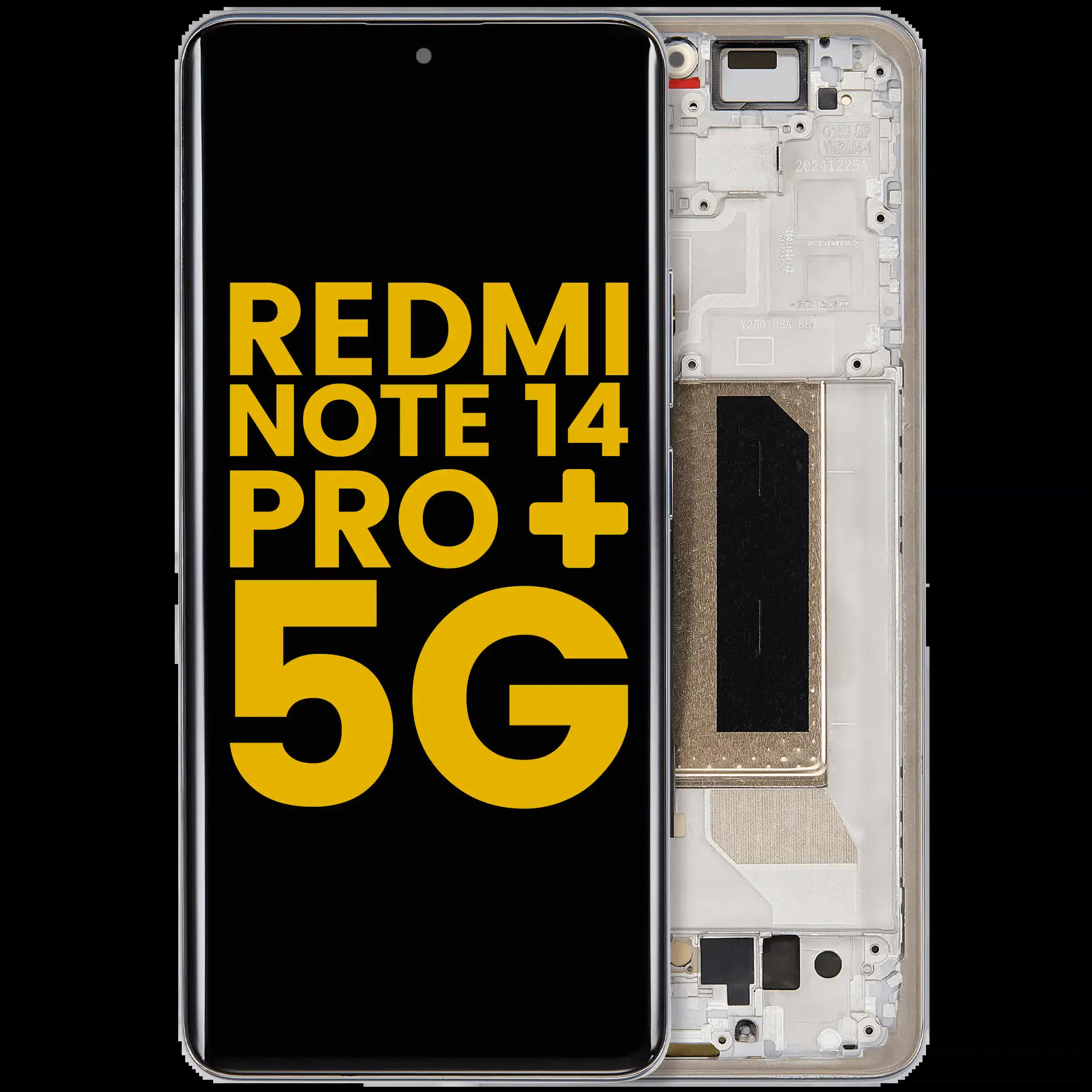 OLED Display mit Rahmen für Xiaomi Redmi Note 14 Pro Plus 5G (professionell aufgearbeitet) (Frost Blue (Blau))