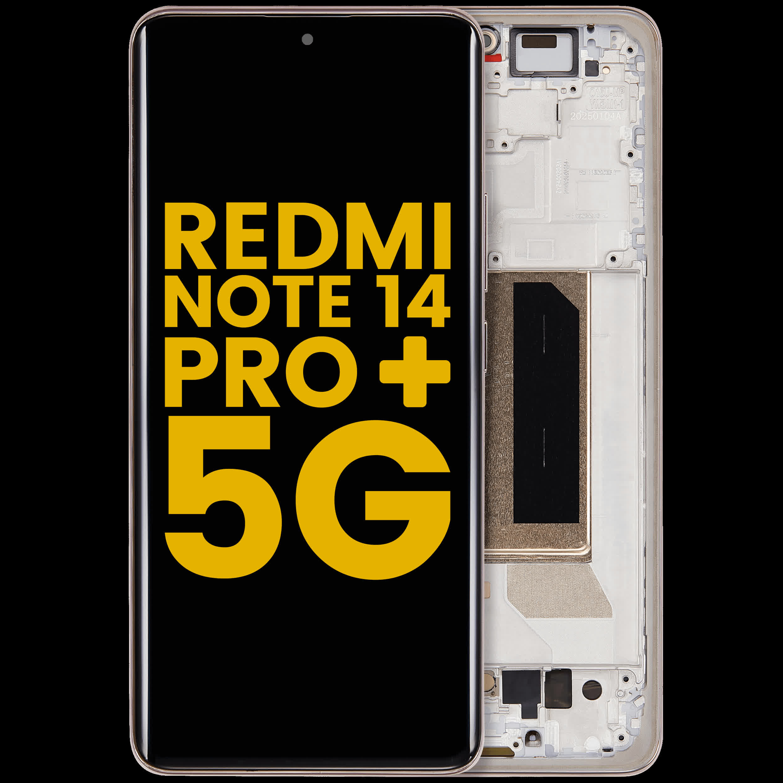 OLED Display mit Rahmen für Xiaomi Redmi Note 14 Pro Plus 5G (professionell aufgearbeitet) (Sand Gold)