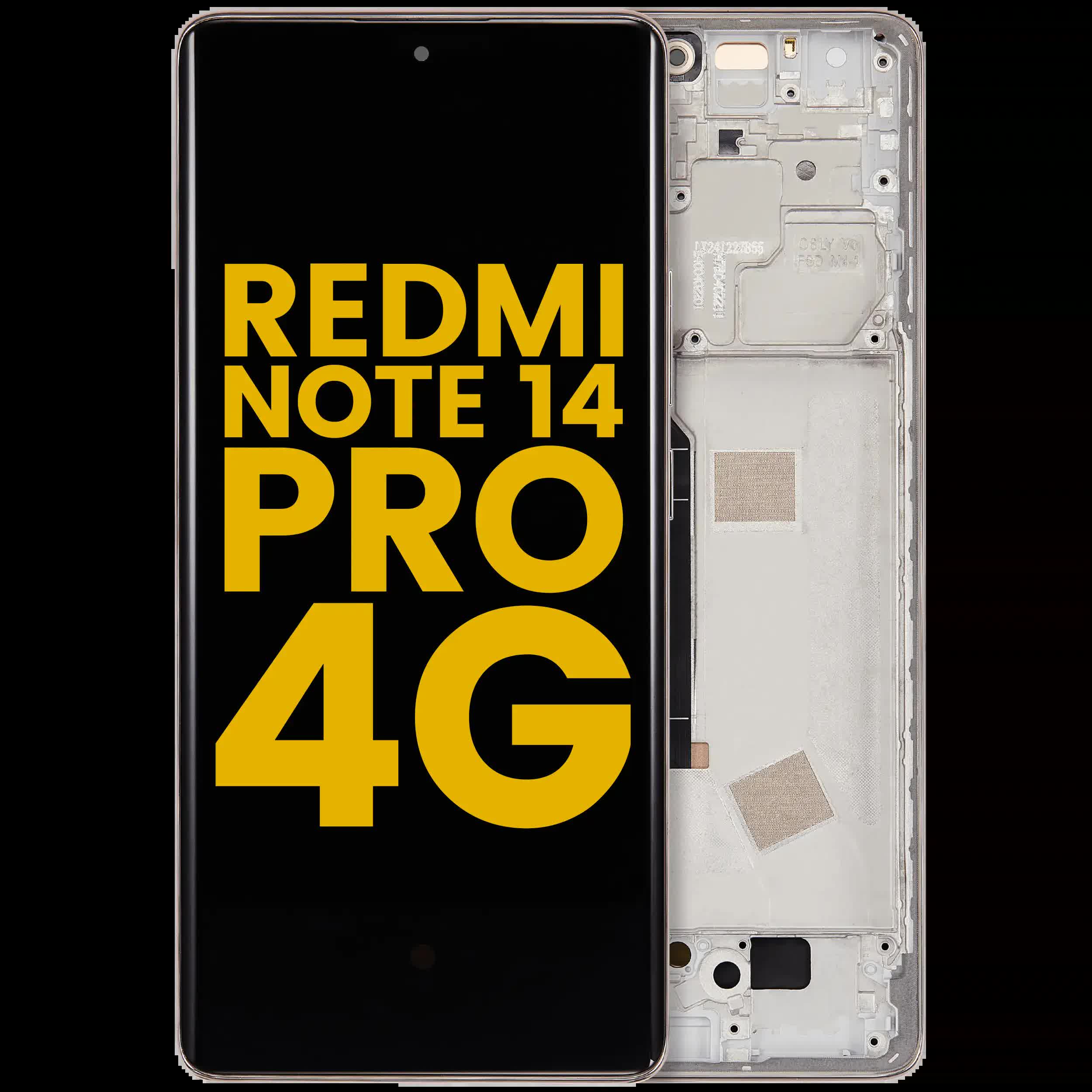 OLED Display mit Rahmen für Xiaomi Redmi Note 14 Pro 4G (professionell aufgearbeitet) (Sand Gold)