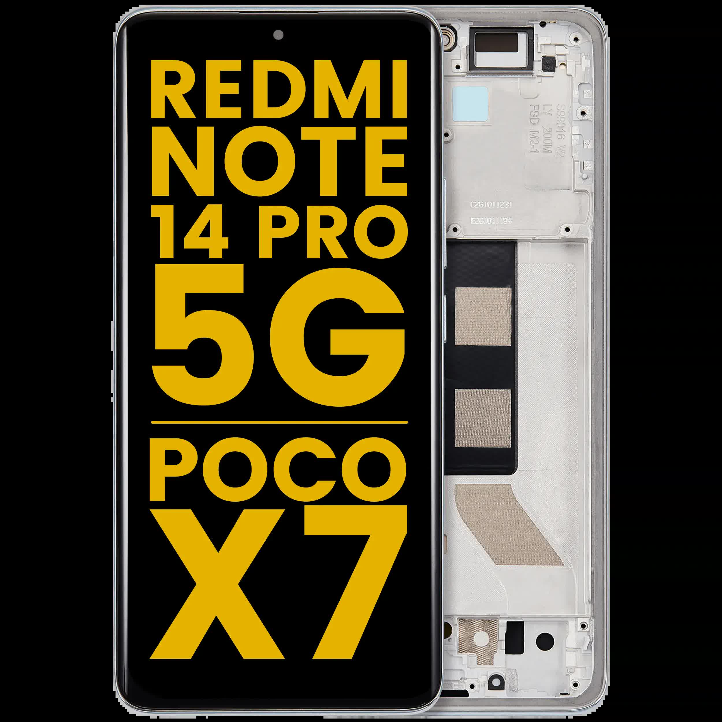 OLED Display mit Rahmen für Xiaomi Redmi Note 14 Pro 5G / Xiaomi Poco X7 (professionell aufgearbeitet) (Green (Grün))