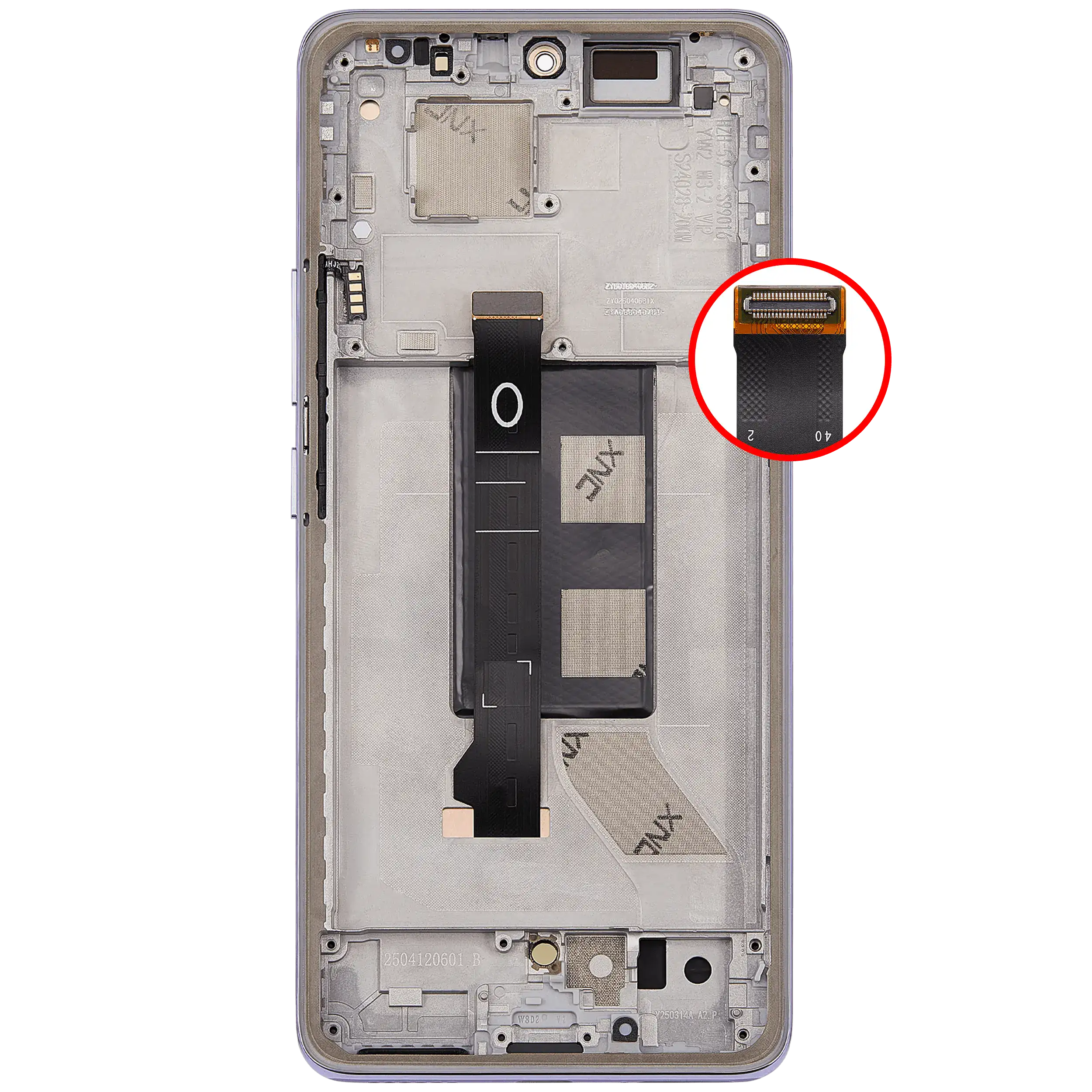 OLED Display mit Rahmen für Xiaomi Redmi Note 14 Pro 5G (professionell aufgearbeitet) (Lavender Purple) – Bild 4