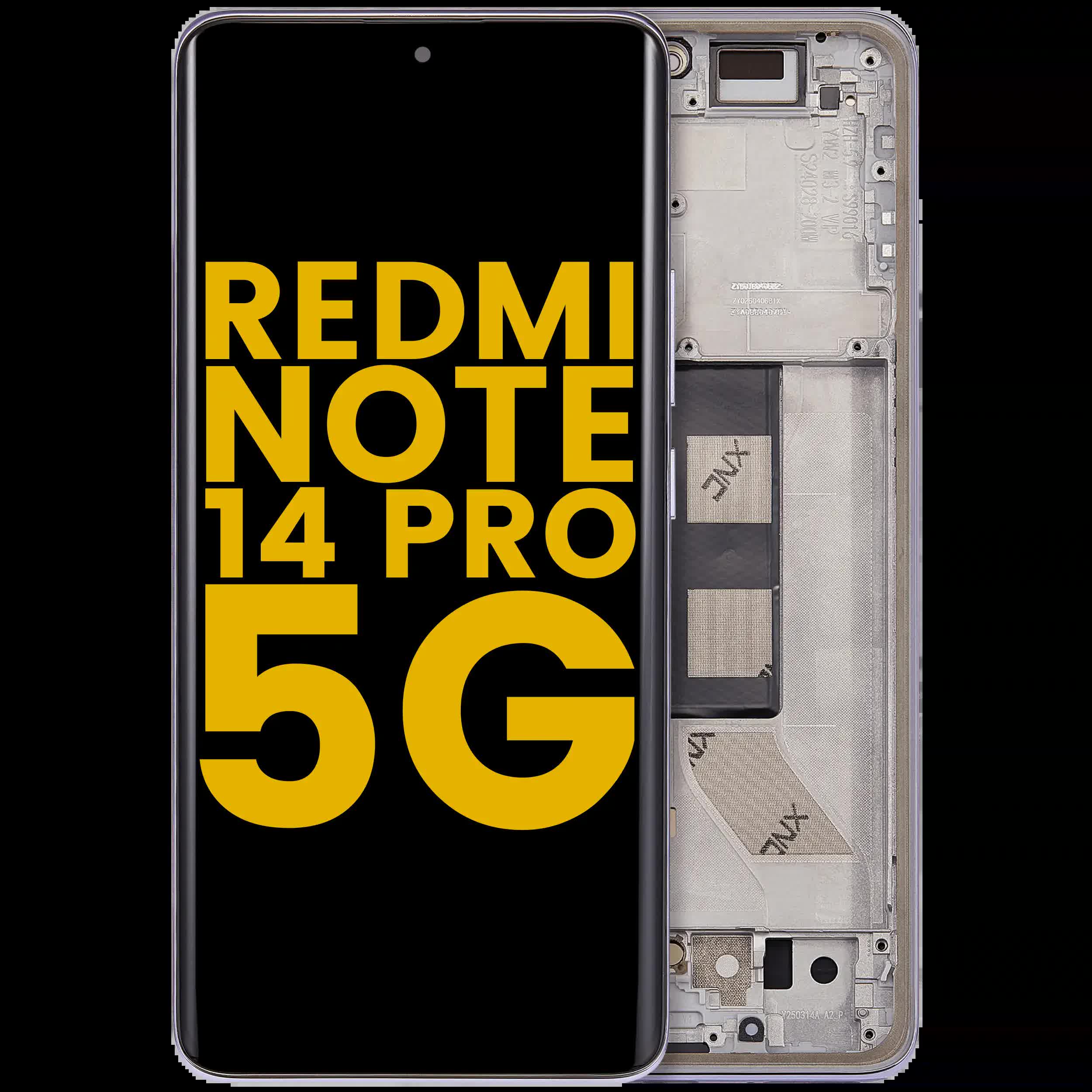 OLED Display mit Rahmen für Xiaomi Redmi Note 14 Pro 5G (professionell aufgearbeitet) (Lavender Purple)