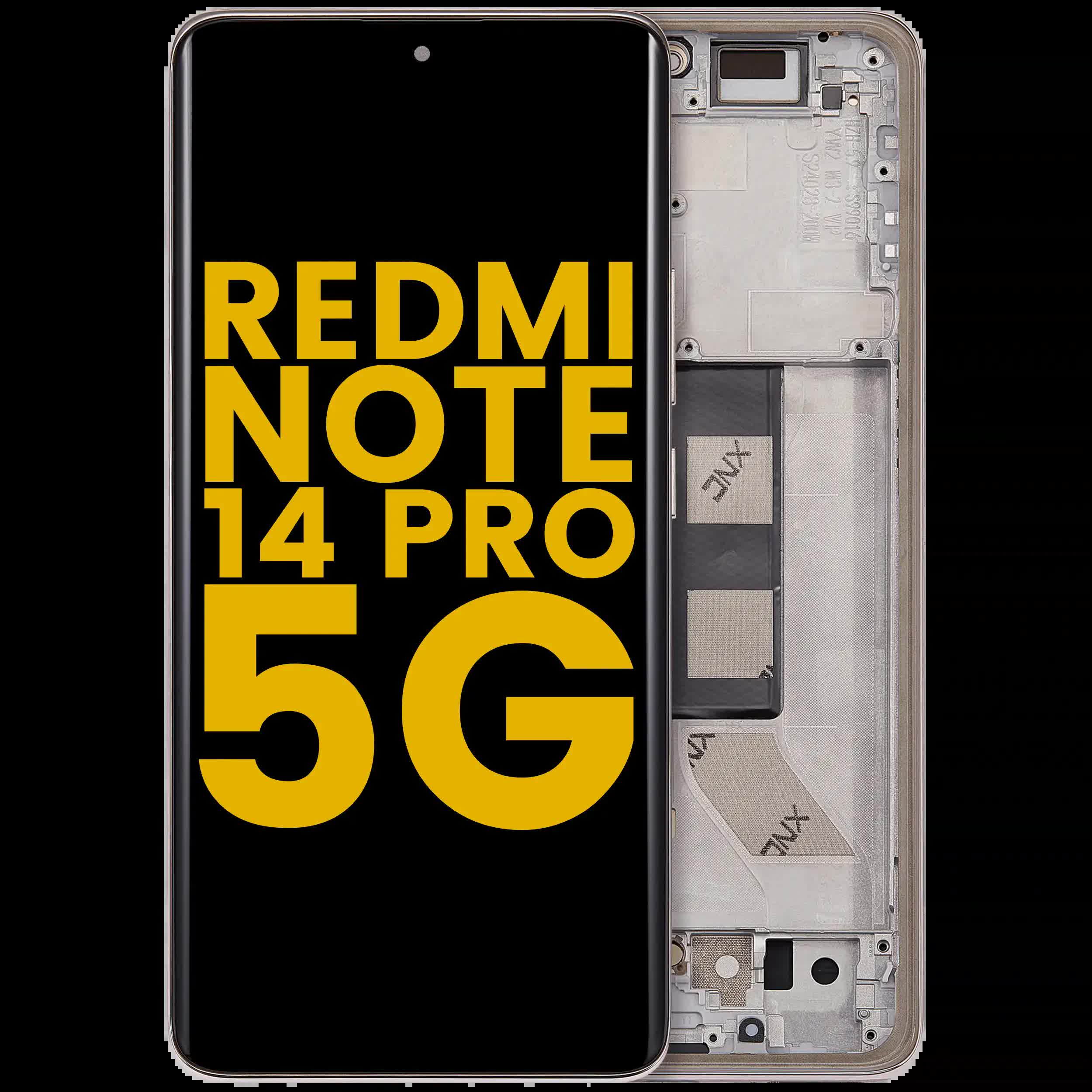 OLED Display mit Rahmen für Xiaomi Redmi Note 14 Pro 5G (professionell aufgearbeitet) (Sand Gold)