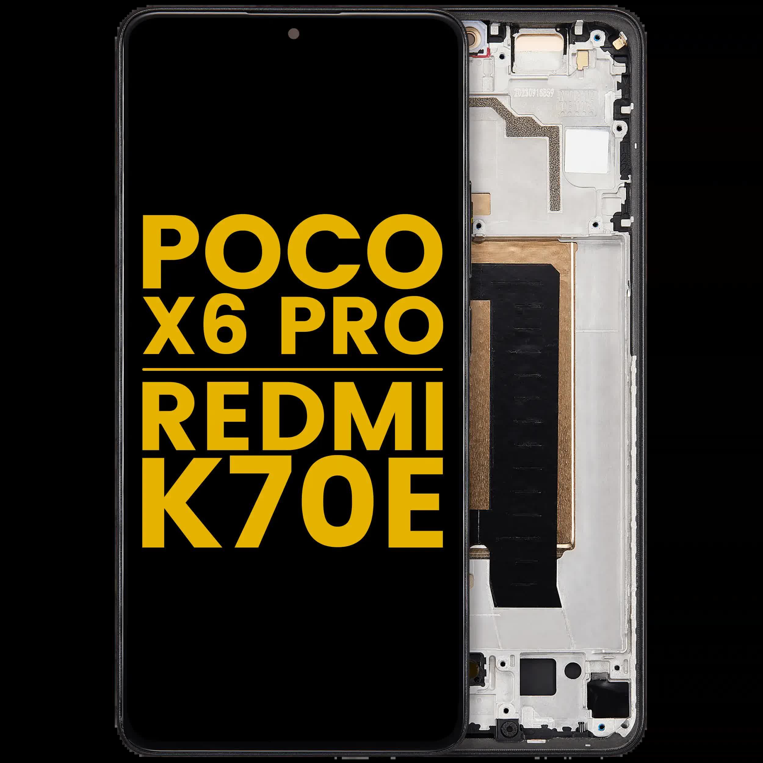OLED Display mit Rahmen für Xiaomi Poco X6 Pro / Redmi K70E (professionell aufgearbeitet) (Black (Schwarz))