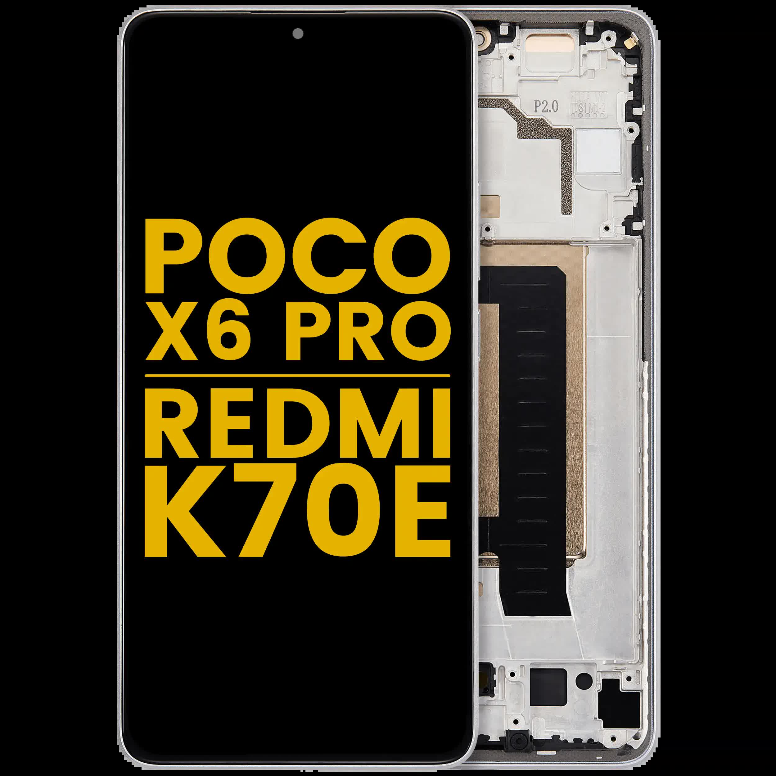 OLED Display mit Rahmen für Xiaomi Poco X6 Pro / Redmi K70E (professionell aufgearbeitet) (Grey (Grau))