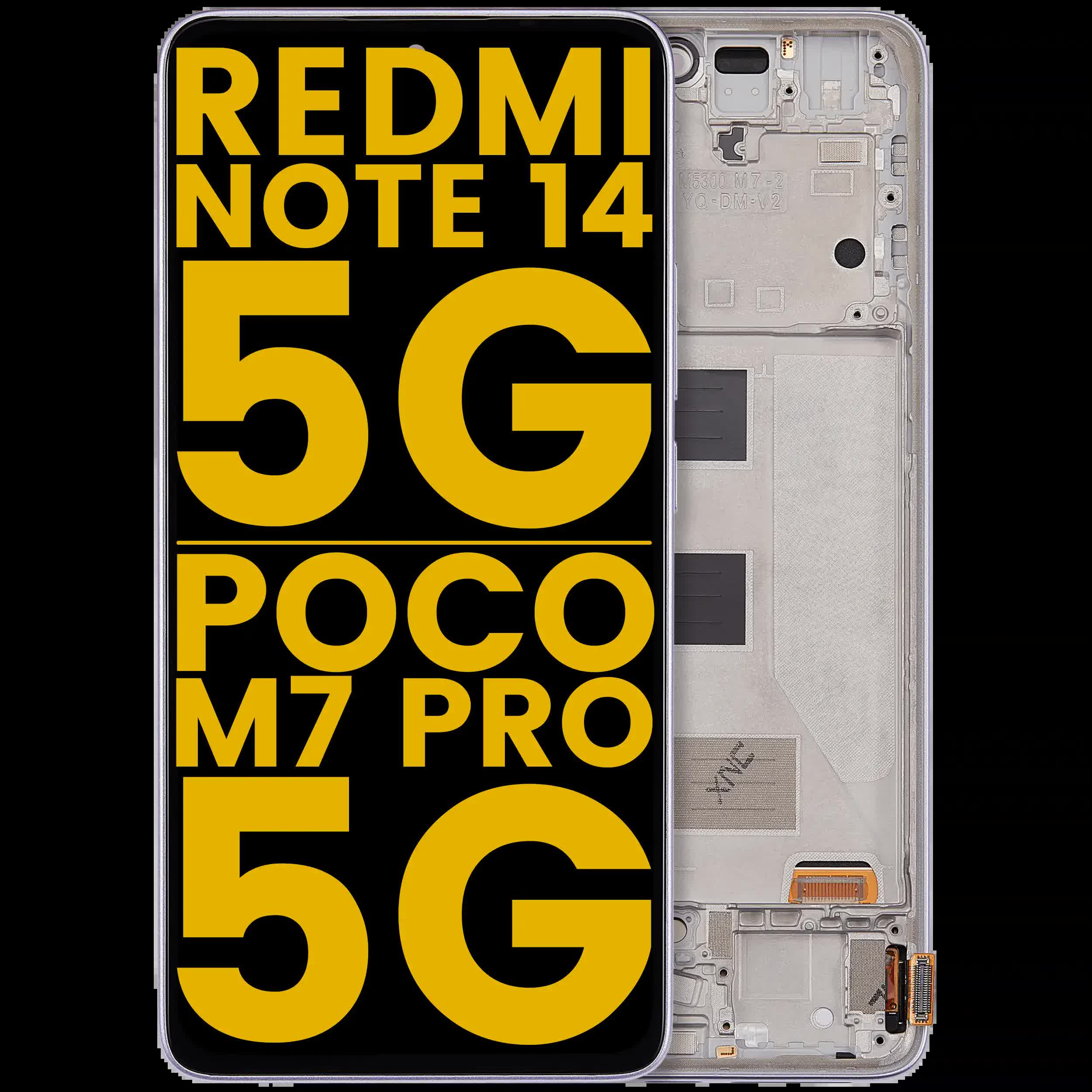 OLED Display mit Rahmen für Xiaomi Redmi Note 14 5G / Poco M7 Pro 5G (professionell aufgearbeitet) (Purple (Violett))