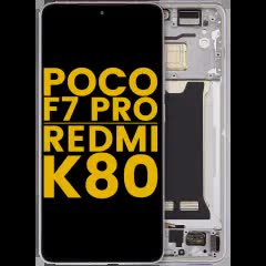 OLED Display mit Rahmen für Xiaomi Poco F7 Pro / Redmi K80 (professionell aufgearbeitet) (Silver (Silber))