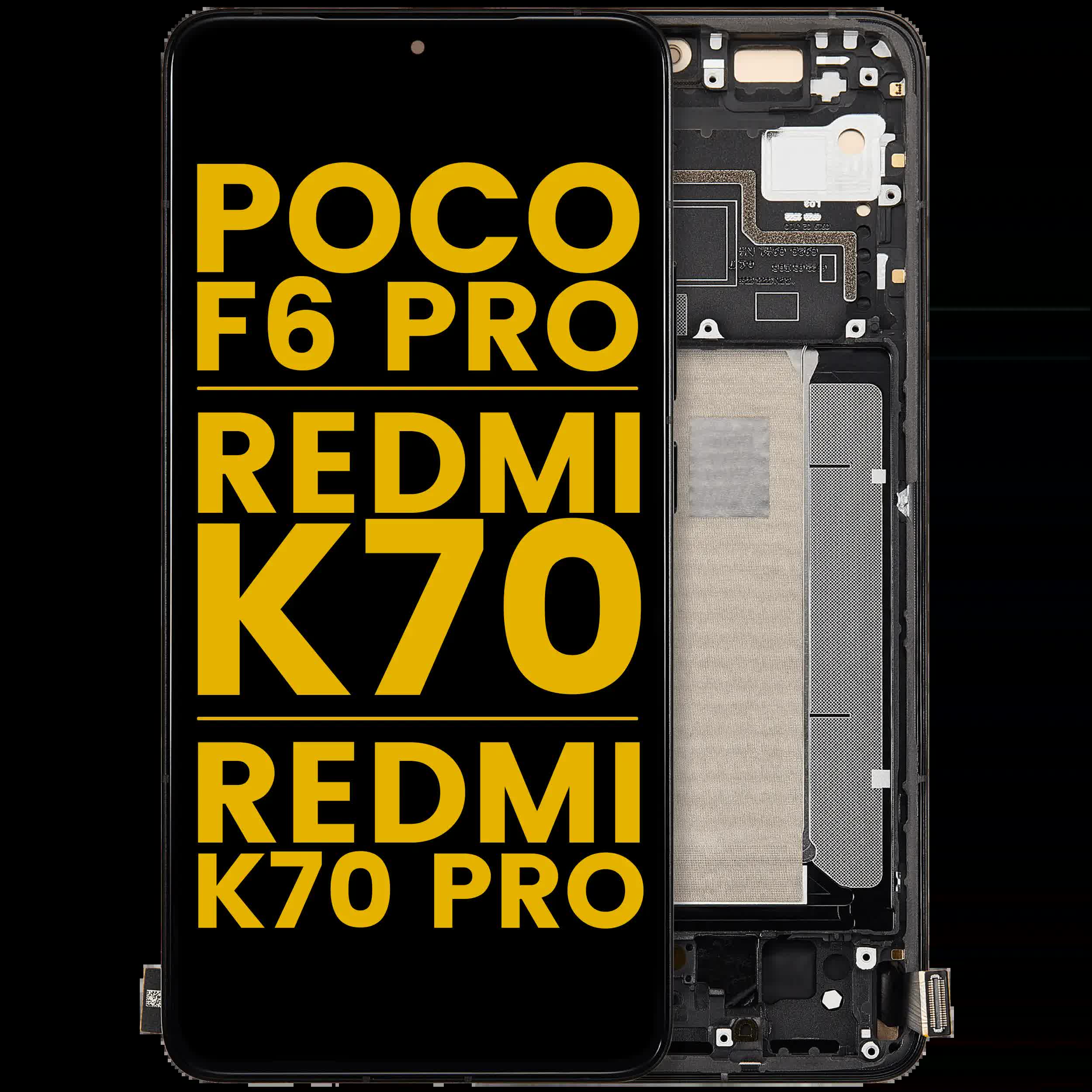 OLED Display mit Rahmen für Xiaomi Poco F6 Pro / Redmi K70 / K70 Pro (professionell aufgearbeitet) (Black (Schwarz))