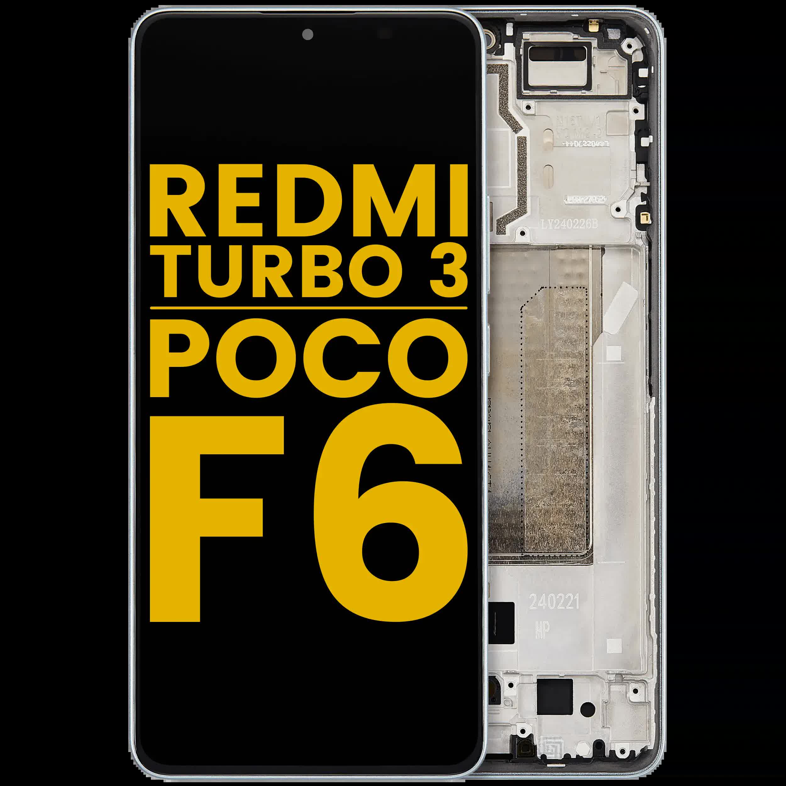 OLED Display mit Rahmen für Xiaomi Redmi Turbo 3 / Xiaomi Poco F6 (professionell aufgearbeitet) (Green (Grün))