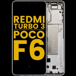 OLED Display mit Rahmen für Xiaomi Redmi Turbo 3 / Xiaomi Poco F6 (professionell aufgearbeitet) (Titanium color)