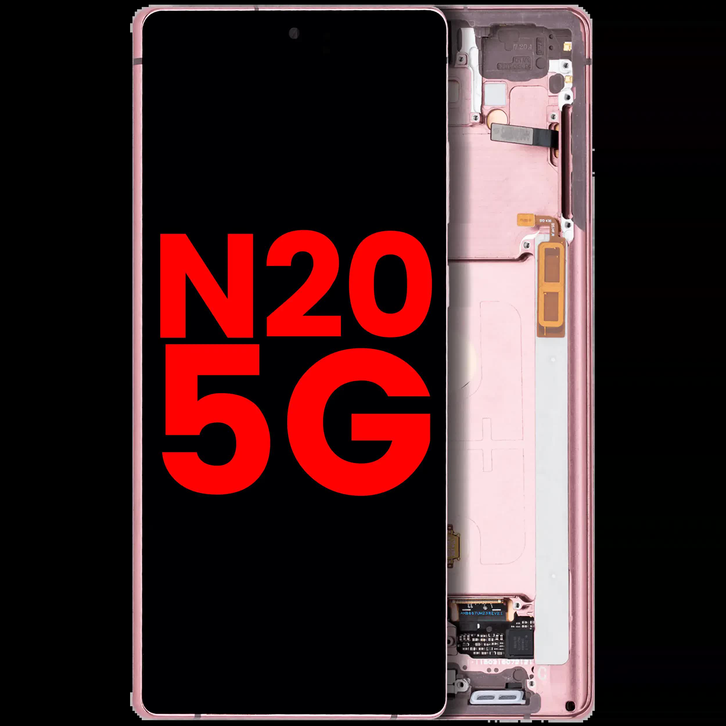 OLED Display mit Rahmen für Samsung Galaxy Note 20 5G (Aftermarket Plus) (Mystic Bronze)