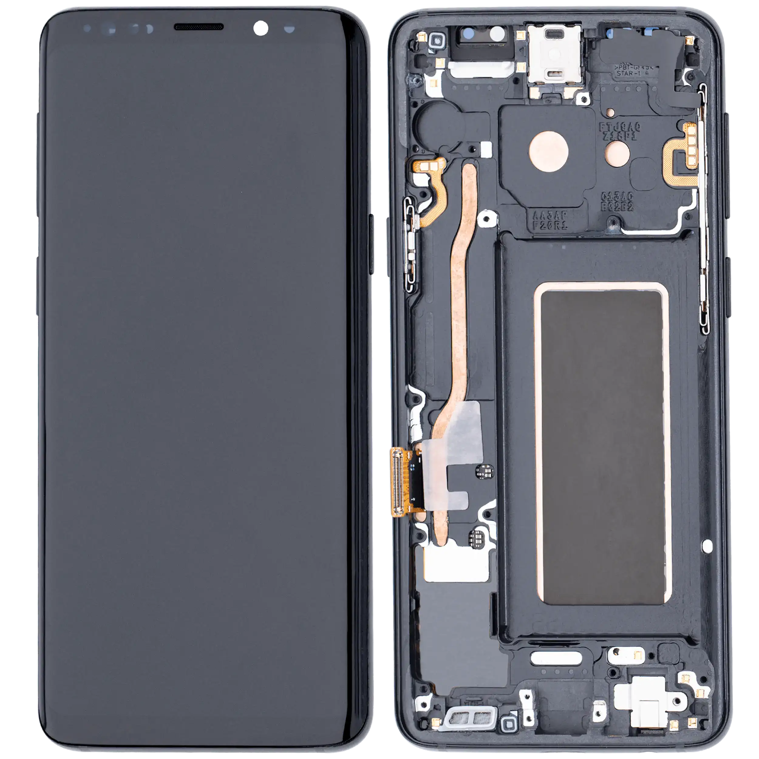 OLED Display mit Rahmen für Samsung Galaxy S9 (Aftermarket Plus) (Midnight Black (Schwarz)) – Bild 2