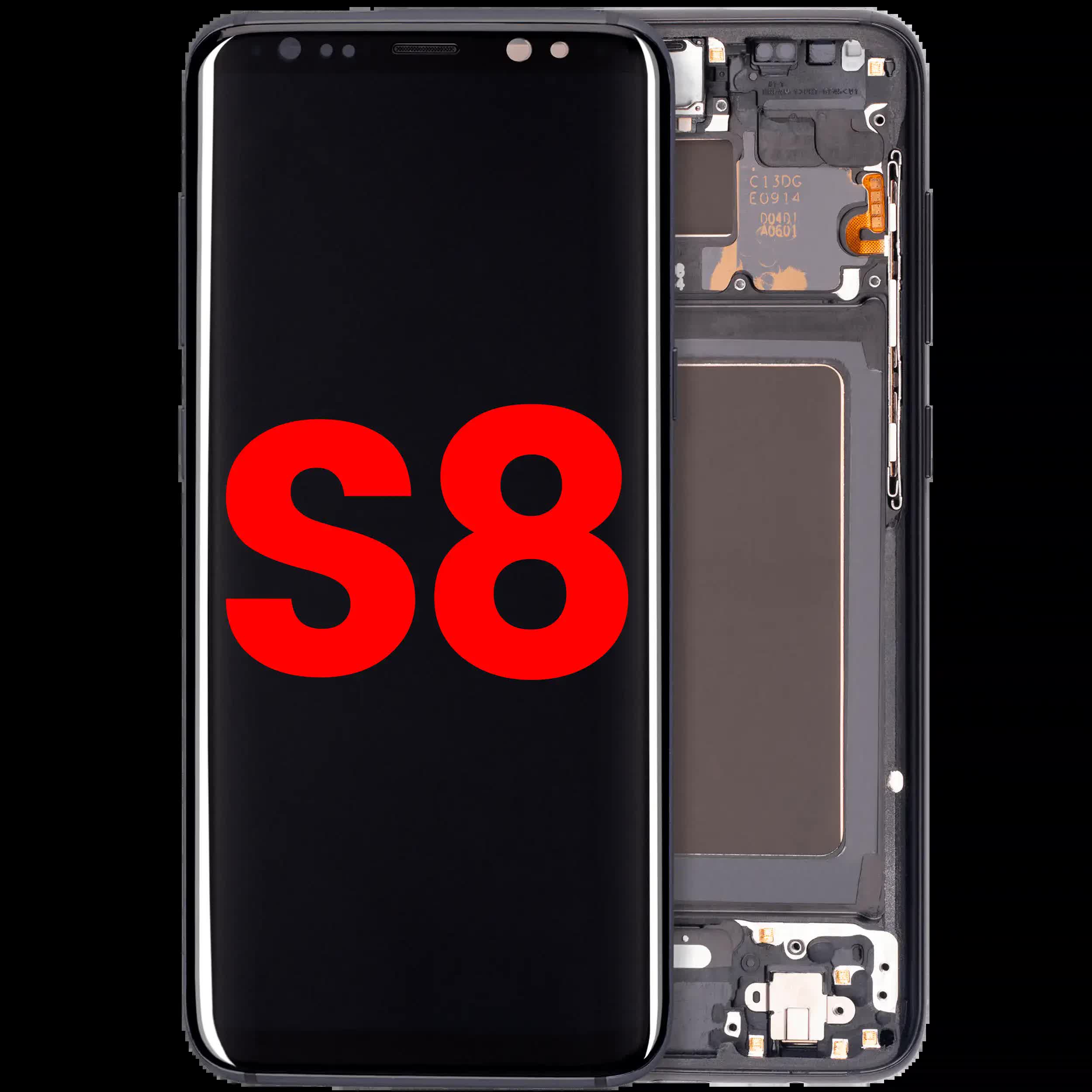 OLED Display mit Rahmen für Samsung Galaxy S8 (Aftermarket Plus) (Midnight Black (Schwarz))