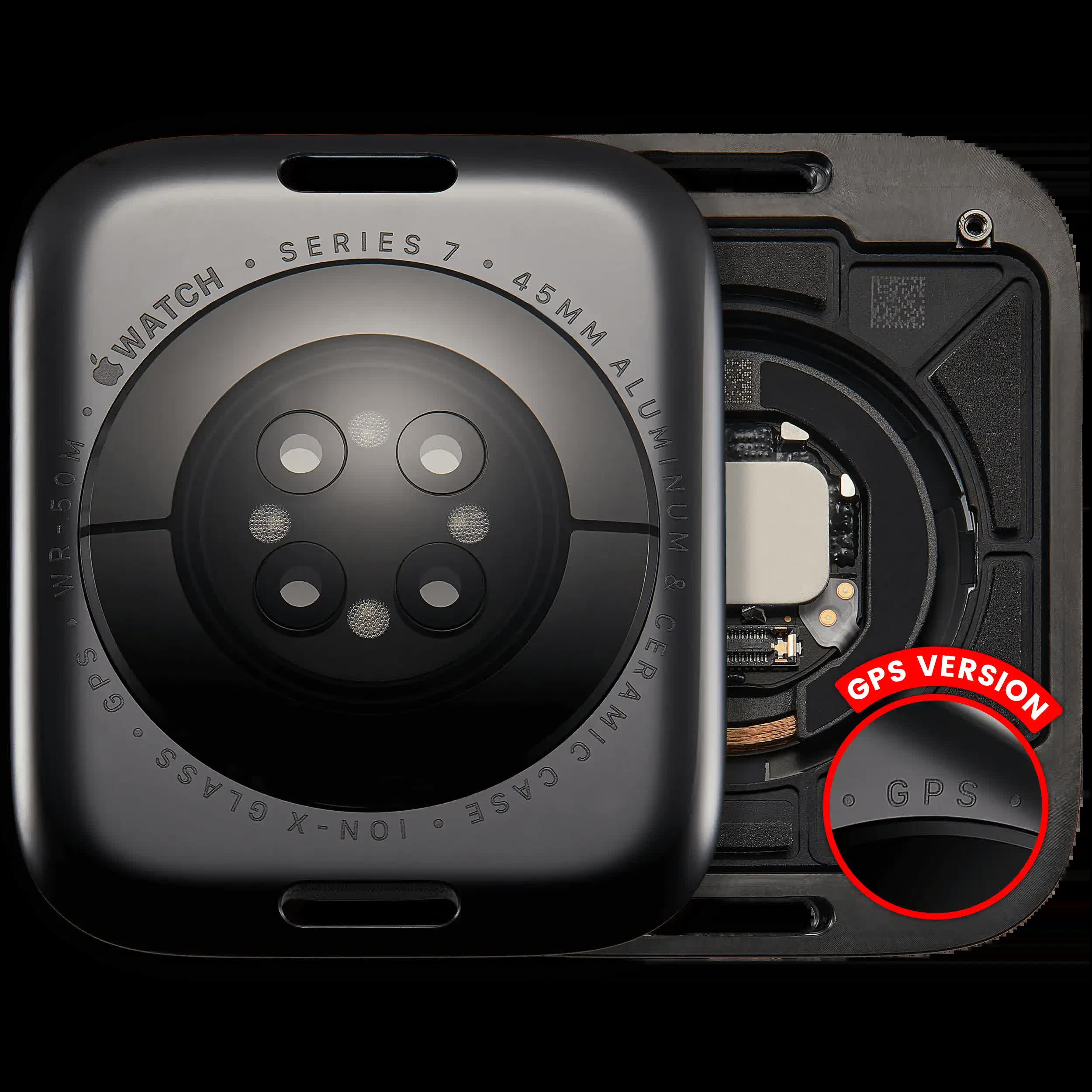 Rückdeckel Baugruppe für Watch Series 7 (45mm) (GPS Version) (Aluminium / Space Black)