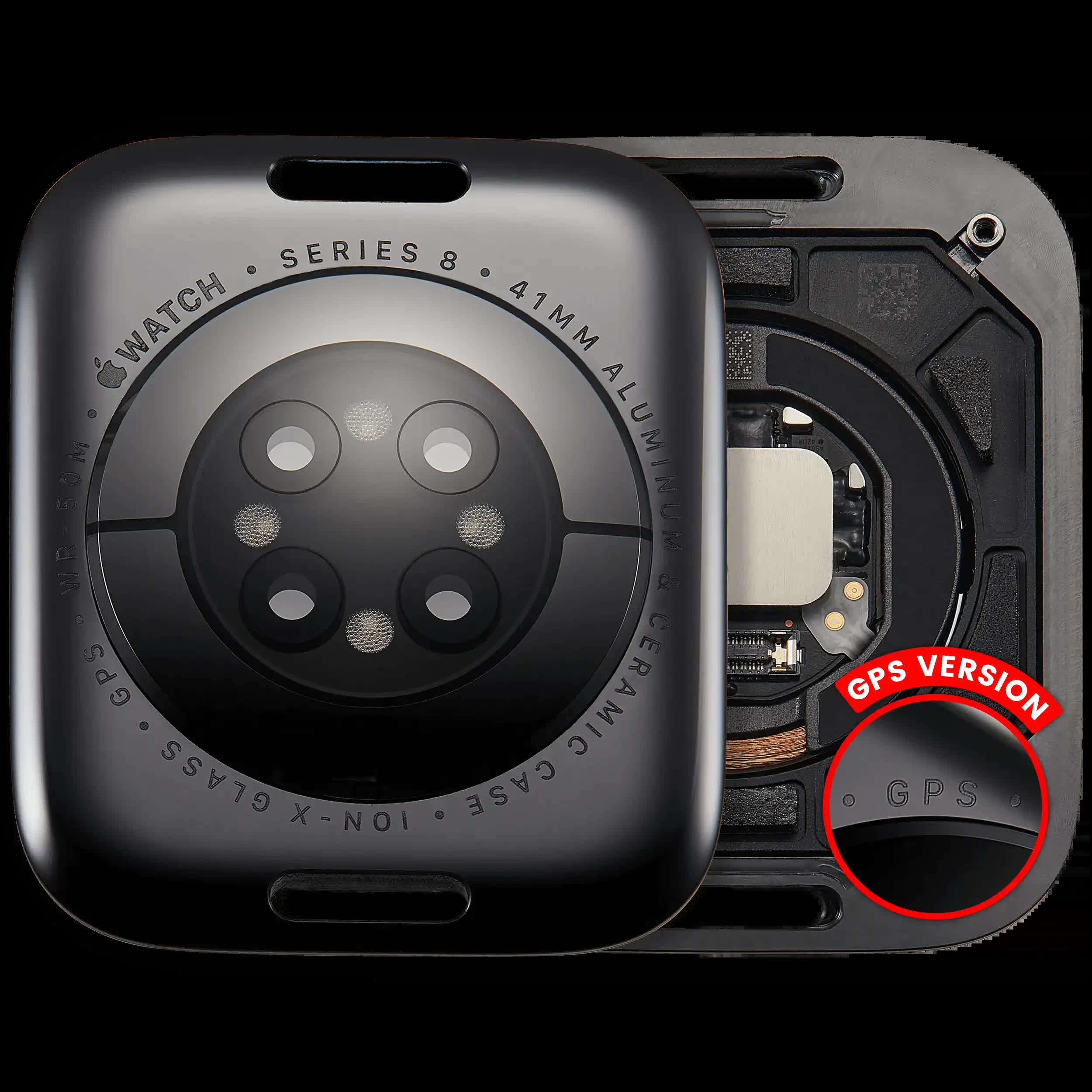 Rückdeckel Baugruppe für Watch Series 8 (41mm) (GPS Version) (Aluminium / Space Black)