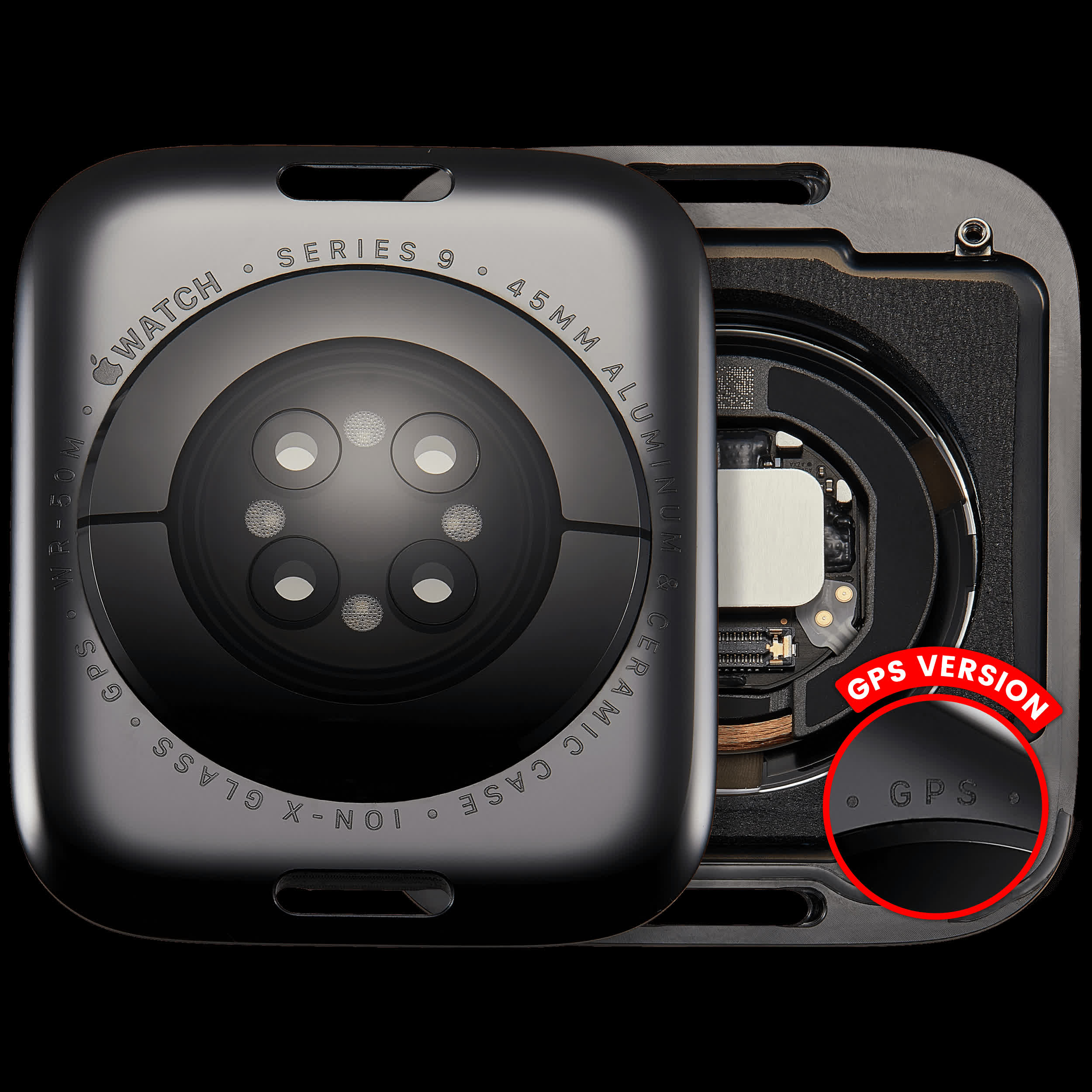 Rückdeckel Baugruppe für Watch Series 9 (45mm) (GPS Version) (Aluminium / Space Black)