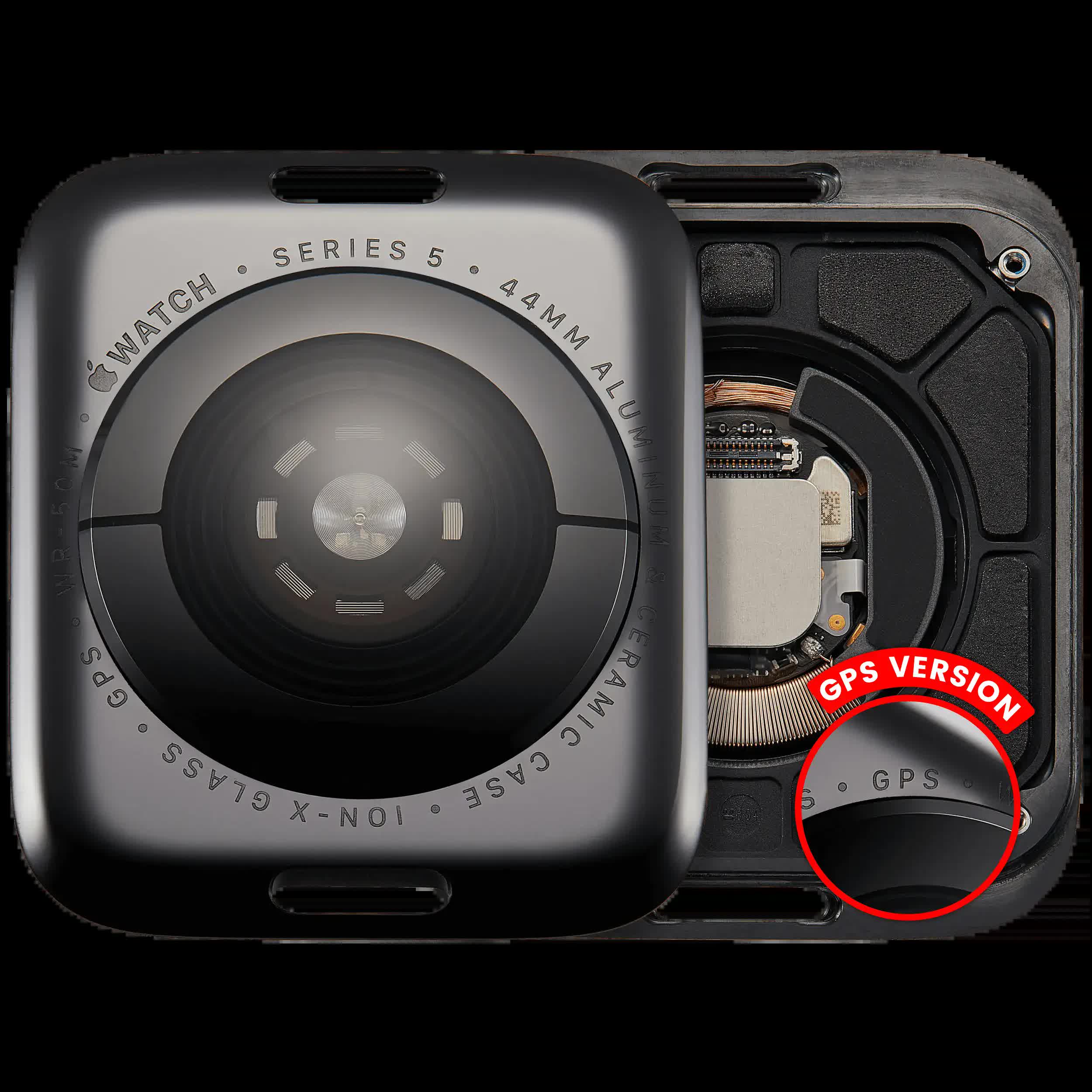 Rückdeckel Baugruppe für Watch Series 5 (44mm) (GPS Version) (Aluminium / Space Black)
