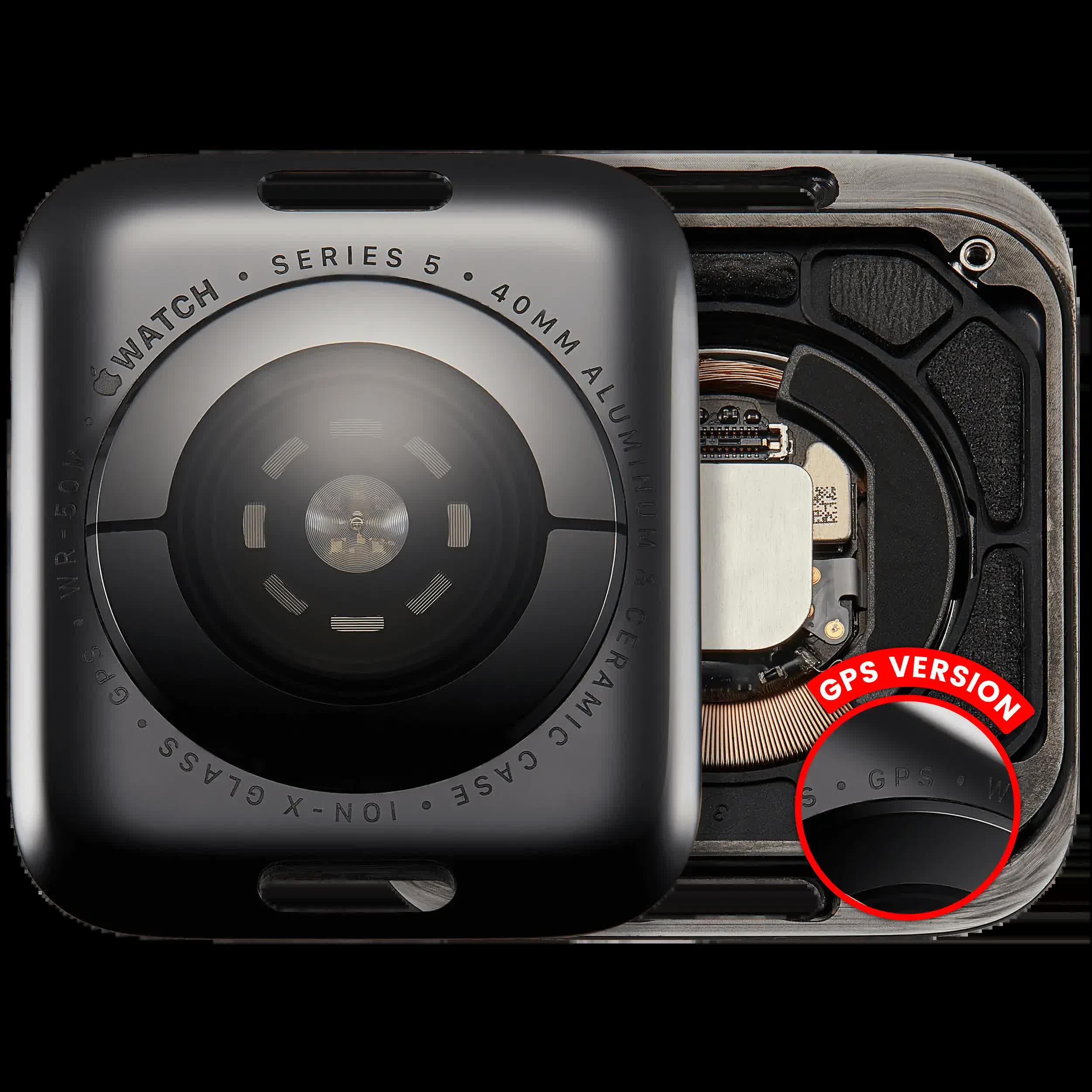 Rückdeckel Baugruppe für Watch Series 5 (40mm) (GPS Version) (Aluminium / Space Black)