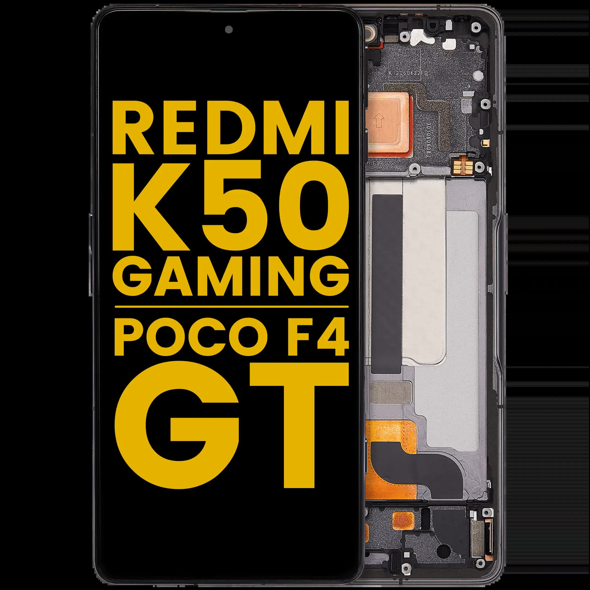 OLED Display mit Rahmen für Xiaomi Poco F4 GT / Redmi K50 Gaming (professionell aufgearbeitet) (Black (Schwarz))