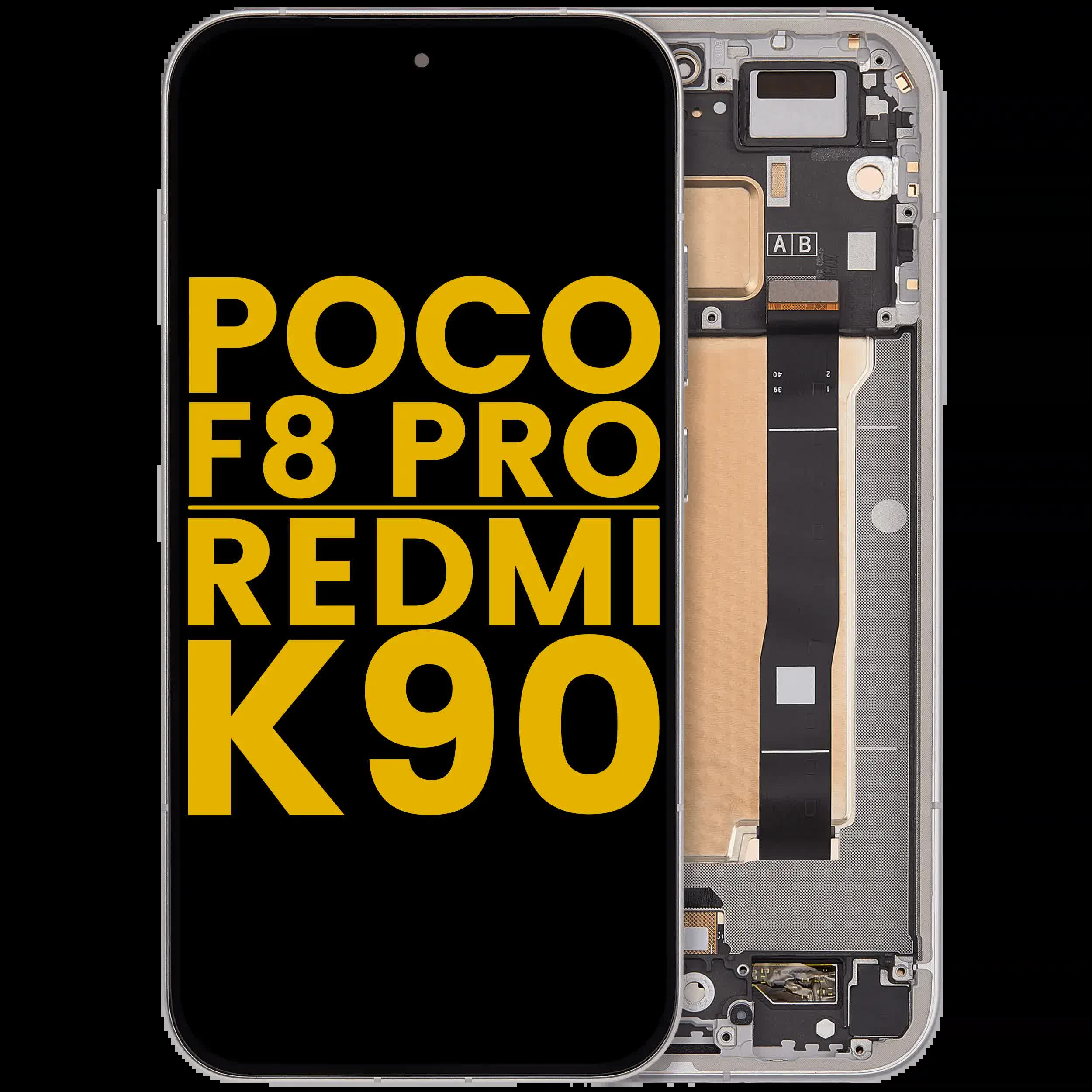 OLED Display mit Rahmen für Poco F8 Pro / Redmi K90 (professionell aufgearbeitet) (Titanium Silver)