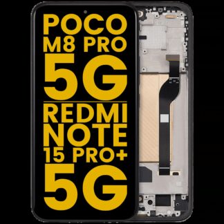 OLED Display mit Rahmen für Xiaomi Poco M8 Pro 5G / Redmi Note 15 Pro Plus 5G (professionell aufgearbeitet) (Black (Schwarz))