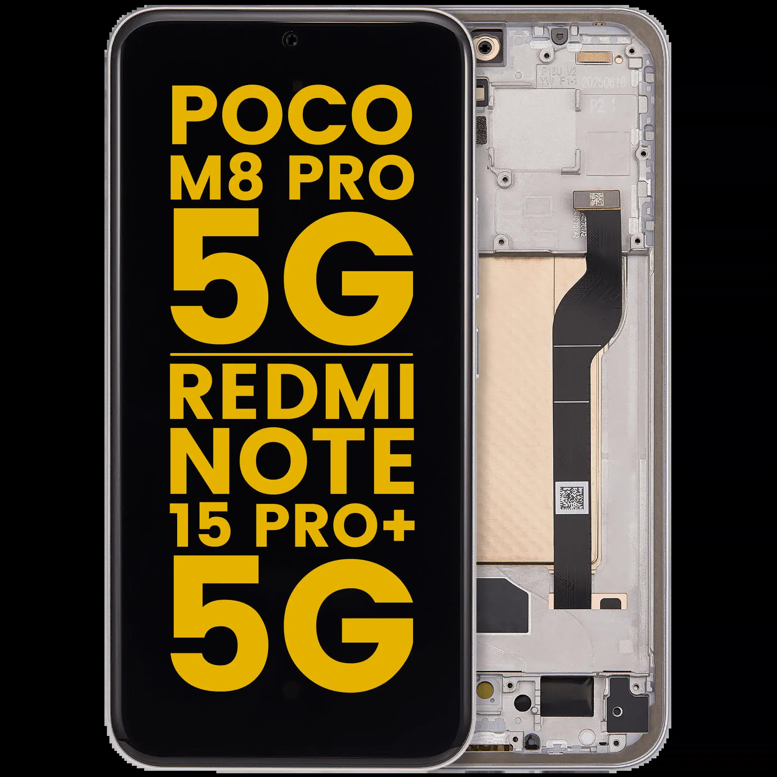 OLED Display mit Rahmen für Xiaomi Poco M8 Pro 5G / Redmi Note 15 Pro+ 5G (professionell aufgearbeitet) (Silver (Silber))