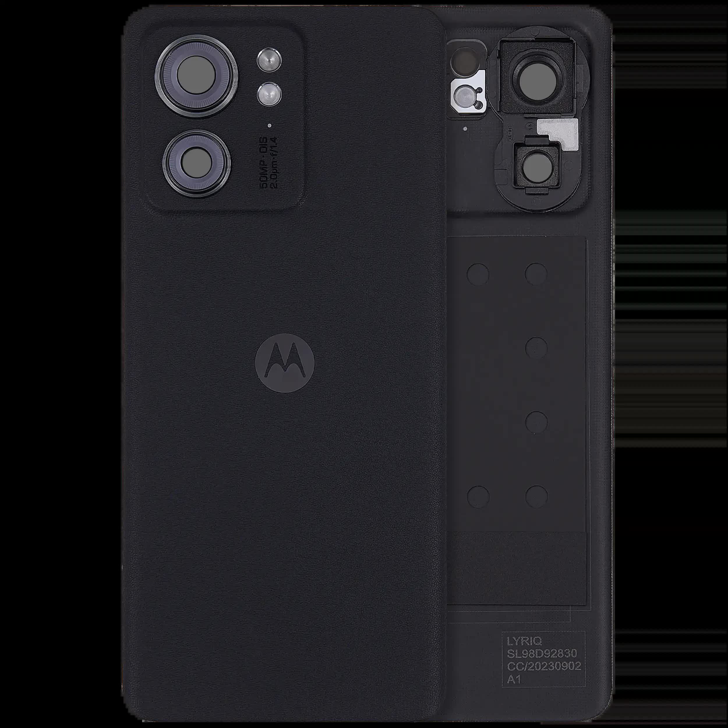 Rückdeckelglas für Motorola Edge 40 (XT2303-2 / 2023) (Premium) (Eclipse Black)