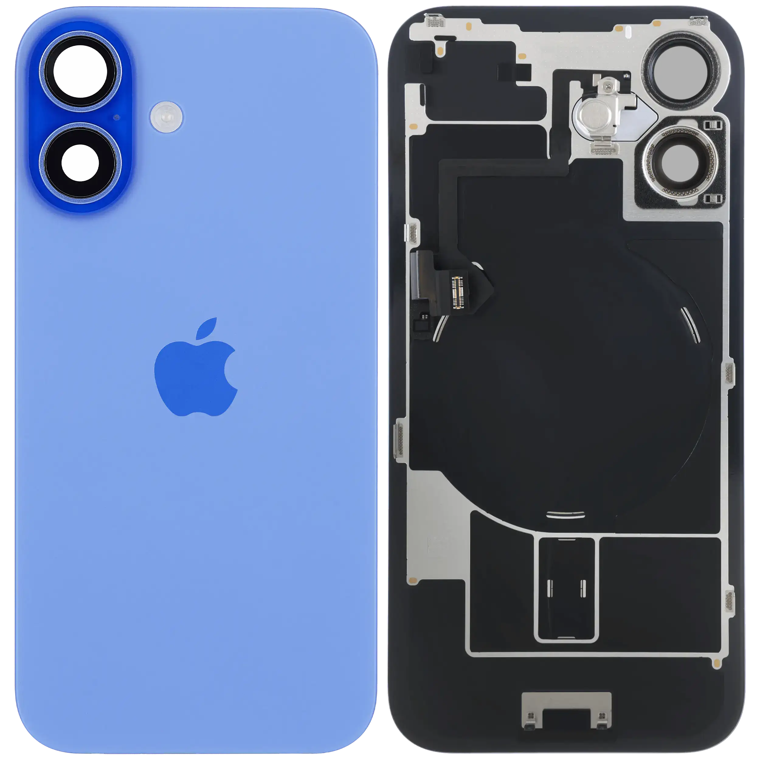 Rückglas mit MagSafe Magnet & NFC & Taschenlampen-Flexkabel für iPhone 16 (Service Pack) (Ultramarine) – Bild 2