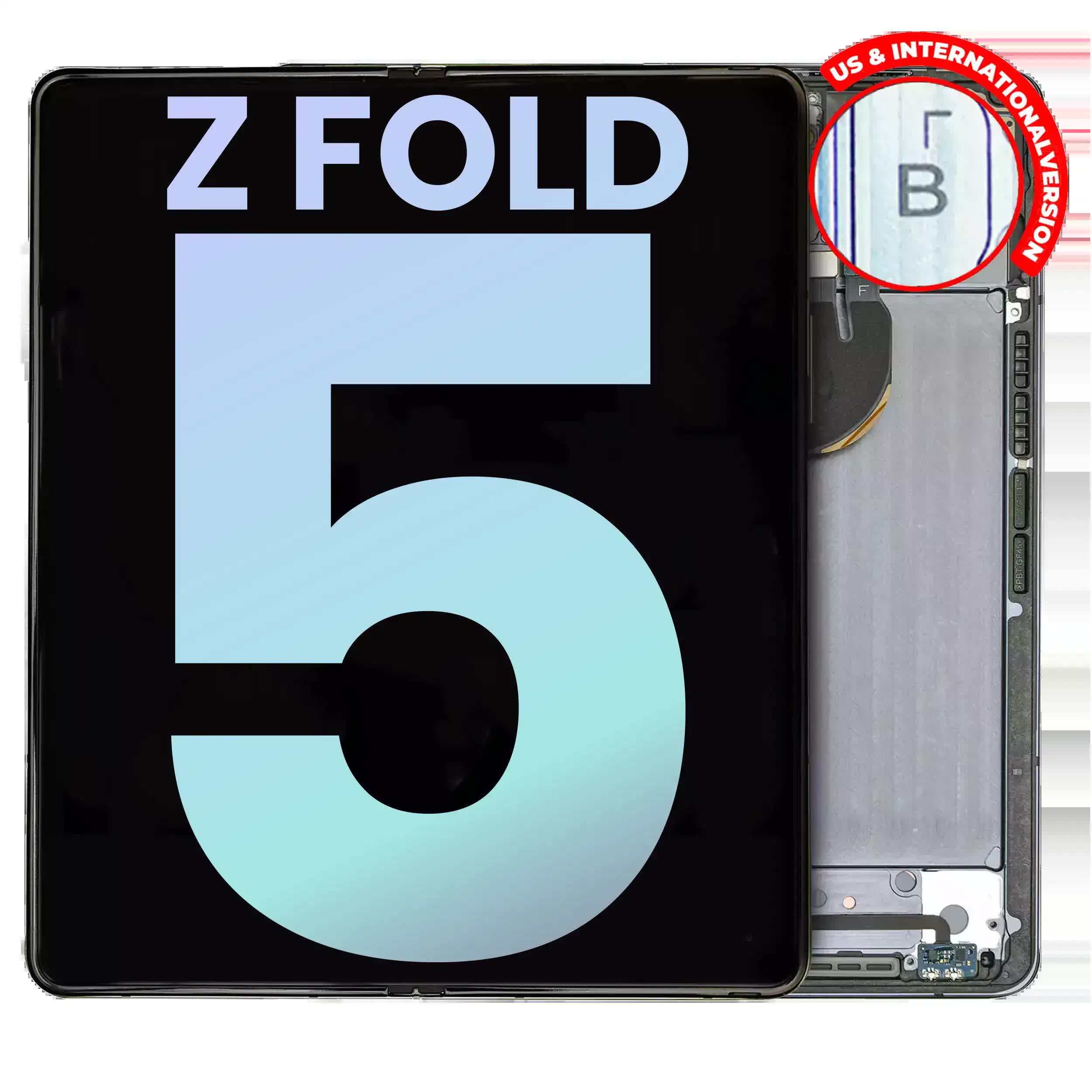 Inner OLED Display mit Rahmen für Samsung Galaxy Z Fold 5 5G (US & International) (Service Pack) (Gray (Grau))