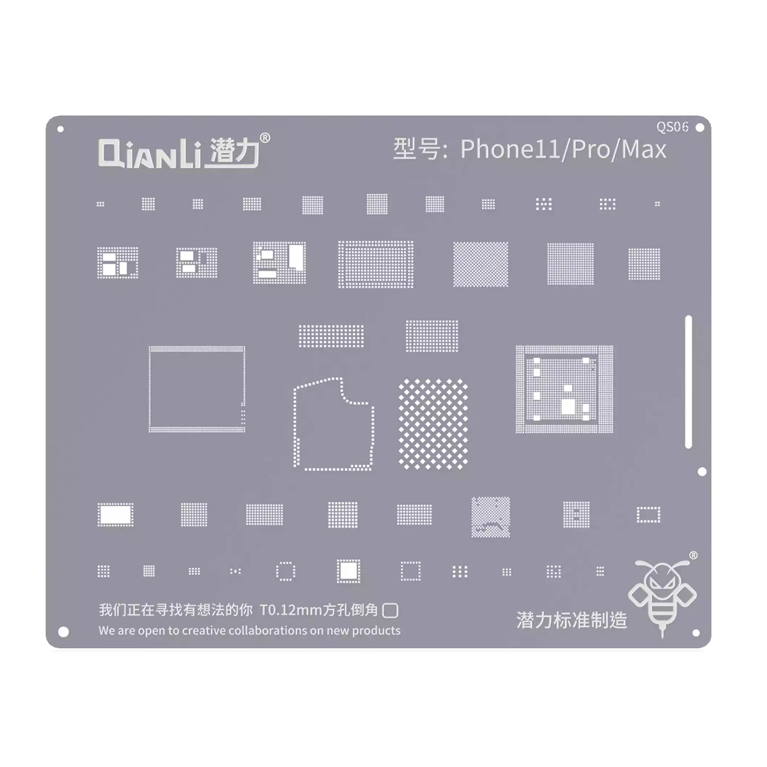 Bumblebee Stencil (QS536) für Apple CPU 05-Power Supply / MF / Wifi / Integrated inductor / Millimeter Wave IC (Qianli) – Bild 2