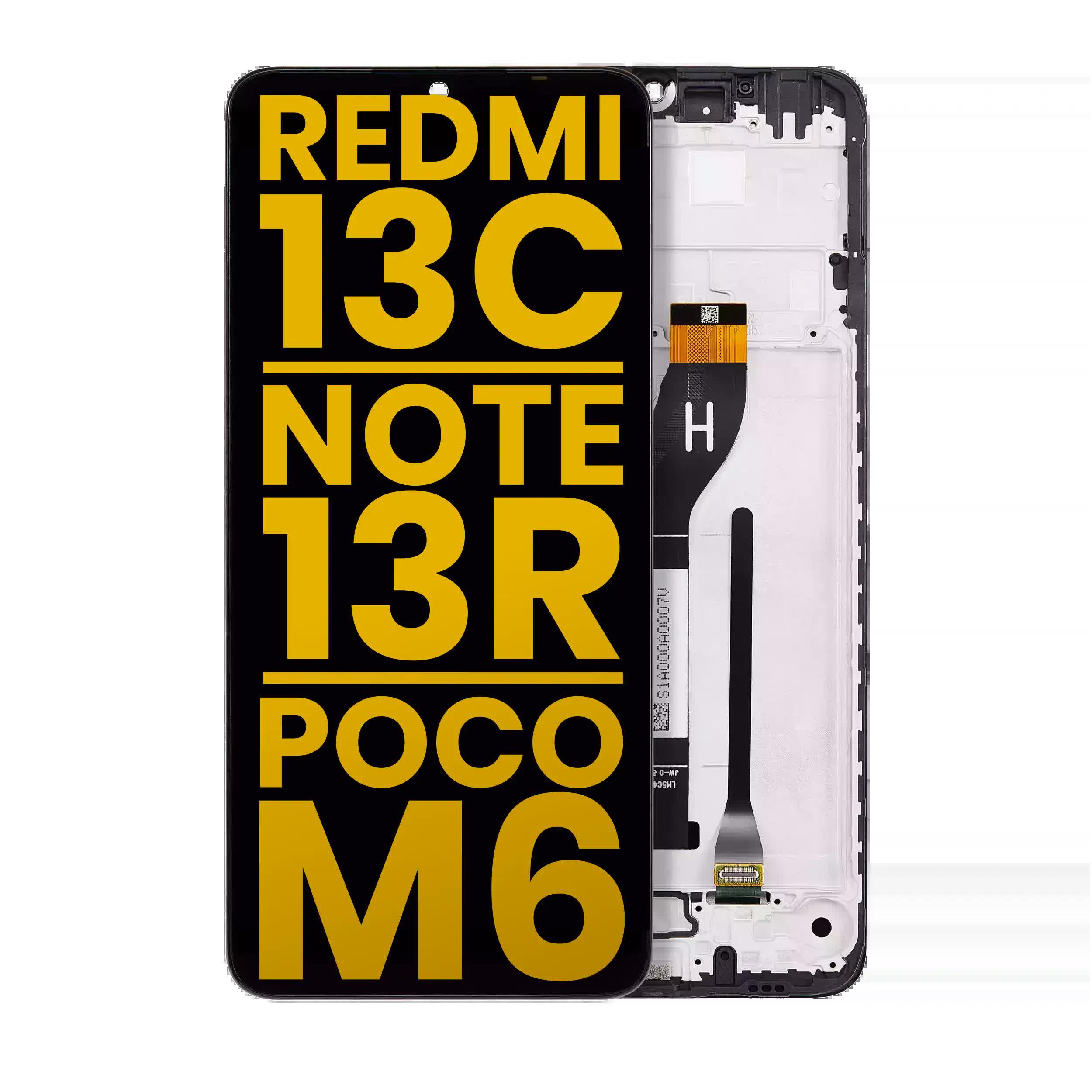 LCD Display mit Rahmen für Xiaomi Redmi 13C 5G / 13R / Poco M6 5G (professionell aufgearbeitet)