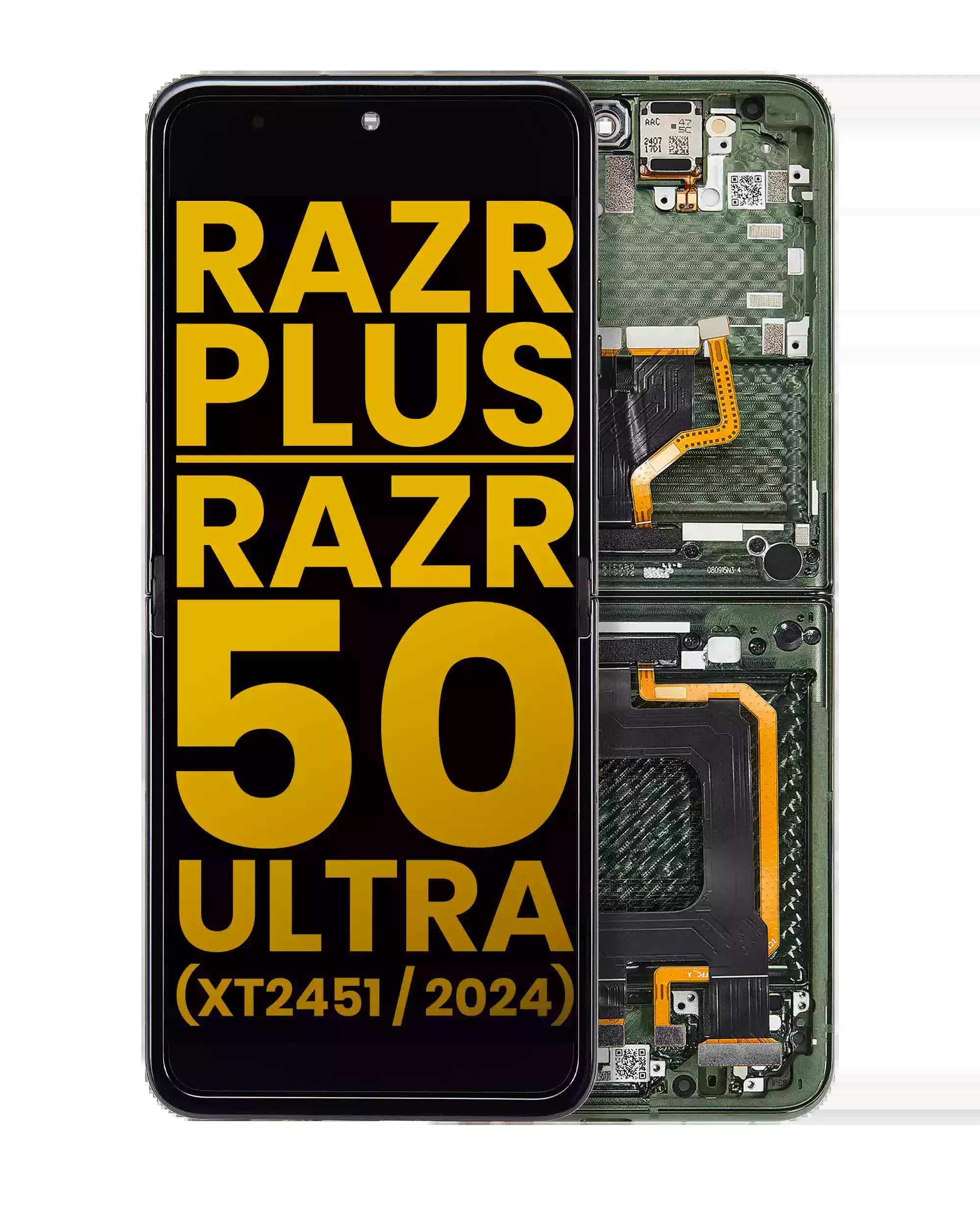 Inner OLED Display mit Rahmen für Motorola Razr Plus 2024 / Razr 50 Ultra (XT2451 / 2024) / Razr Plus 2025 (XT2557) (professionell aufgearbeitet) (Spring Green)