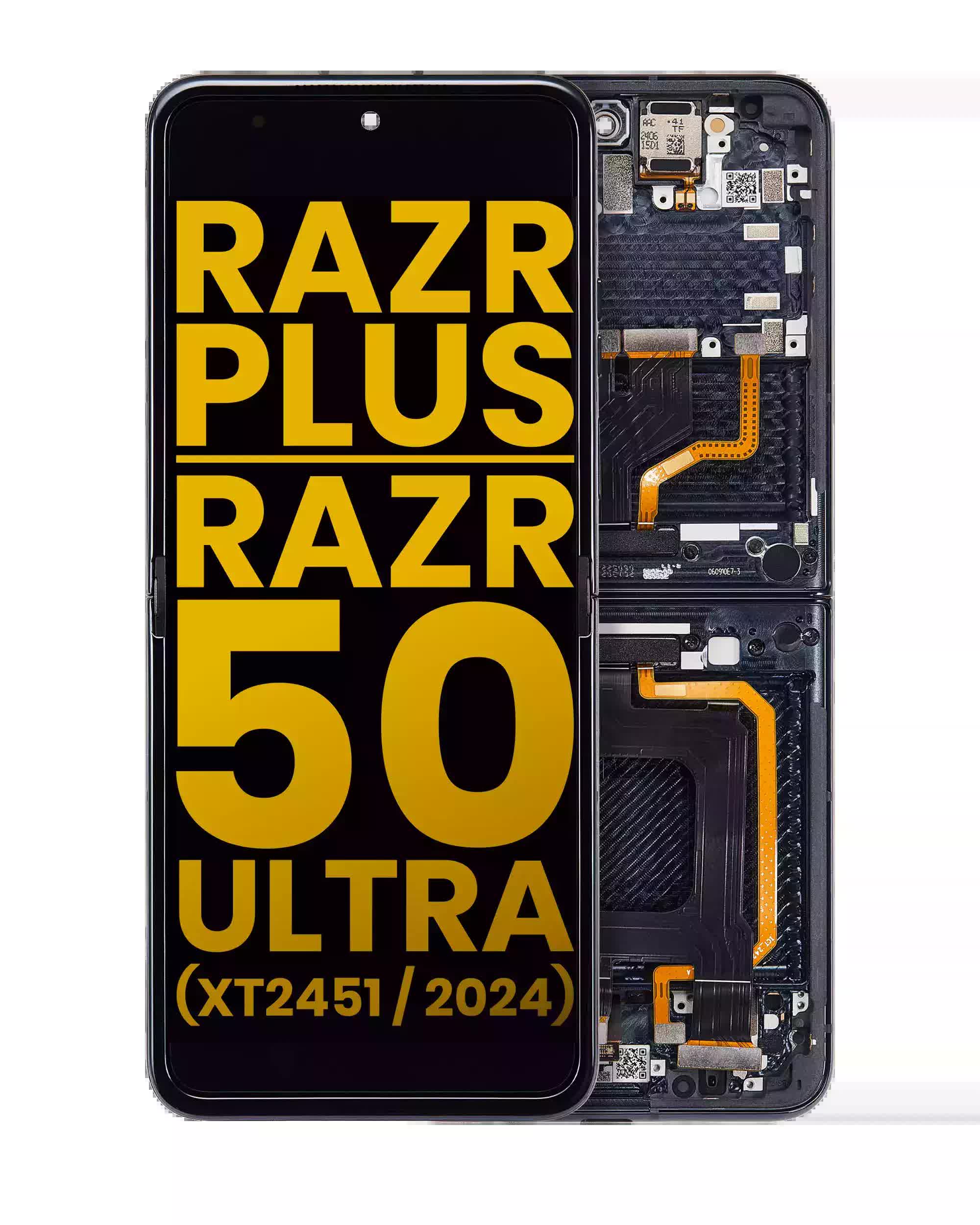 Inner OLED Display mit Rahmen für Motorola Razr Plus 2024 / Razr 50 Ultra (XT2451 / 2024) / Razr Plus 2025 (XT2557) (professionell aufgearbeitet) (Midnight Blue)